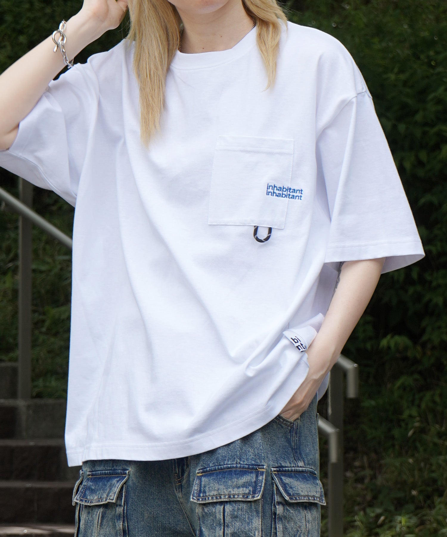 25SS【INHABITANT】ビッグシルエット ワンポイント刺繍 ポケット 半袖Tシャツ