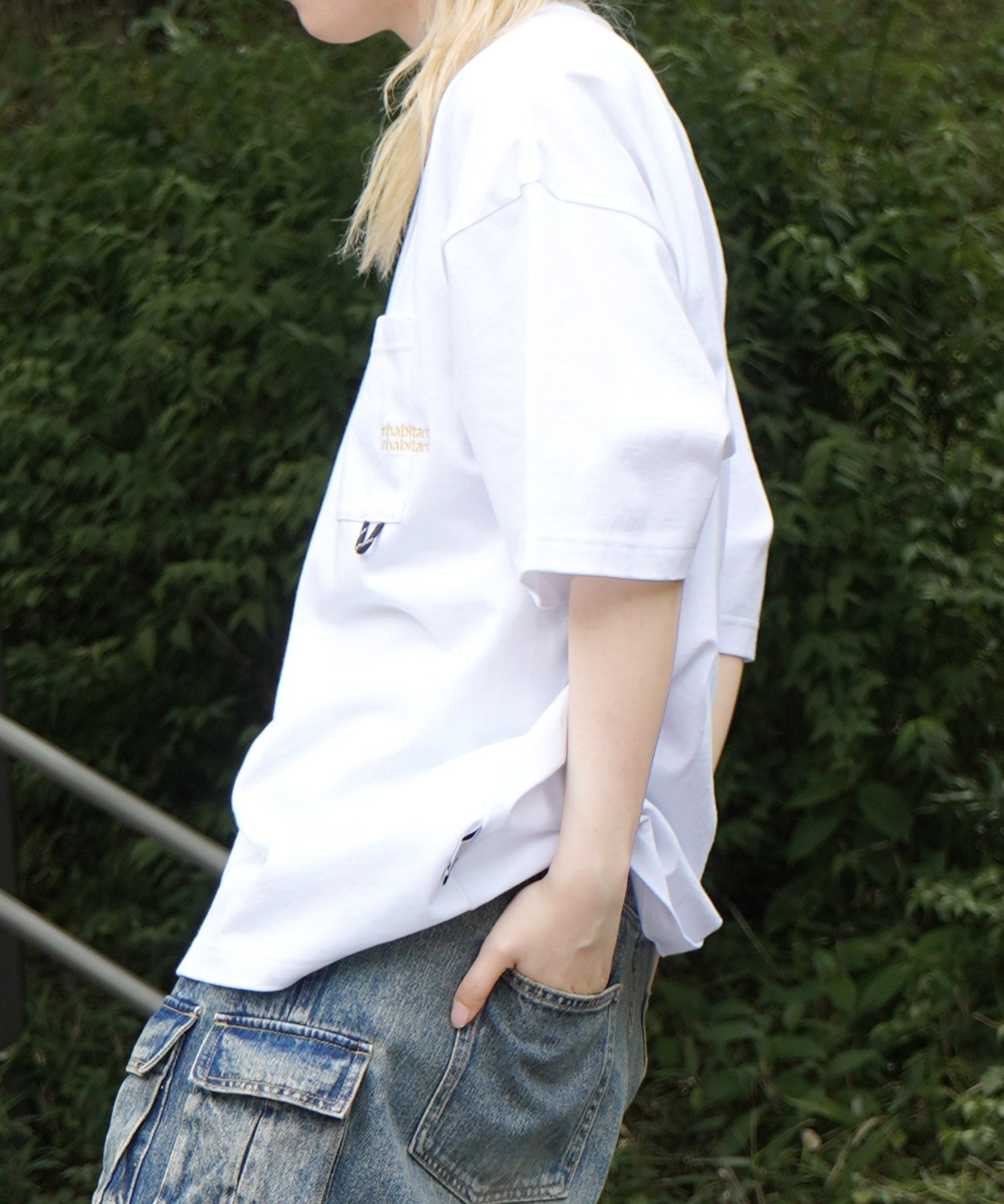25SS【INHABITANT】ビッグシルエット ワンポイント刺繍 ポケット 半袖Tシャツ