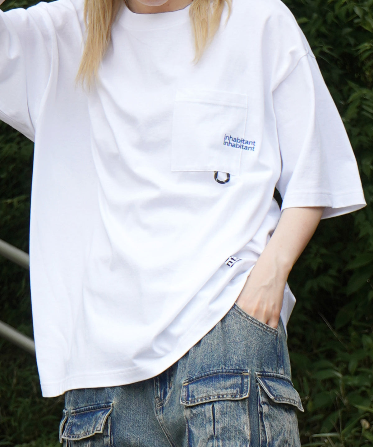 25SS【INHABITANT】ビッグシルエット ワンポイント刺繍 ポケット 半袖Tシャツ