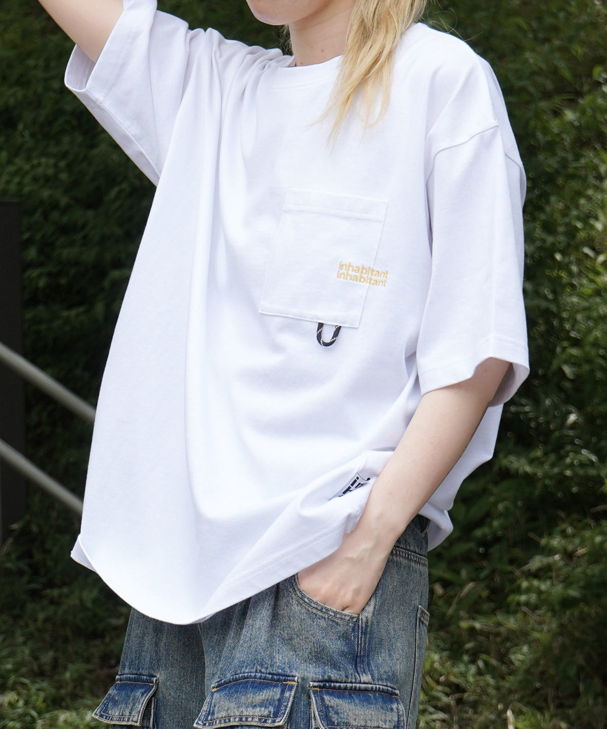 25SS【INHABITANT】ビッグシルエット ワンポイント刺繍 ポケット 半袖Tシャツ