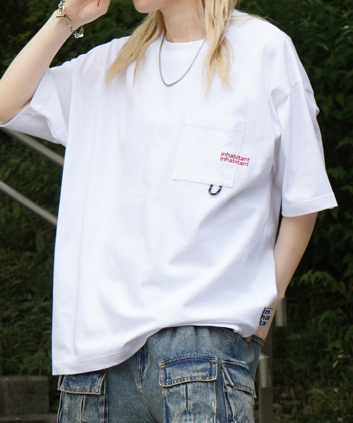 25SS【INHABITANT】ビッグシルエット ワンポイント刺繍 ポケット 半袖Tシャツ