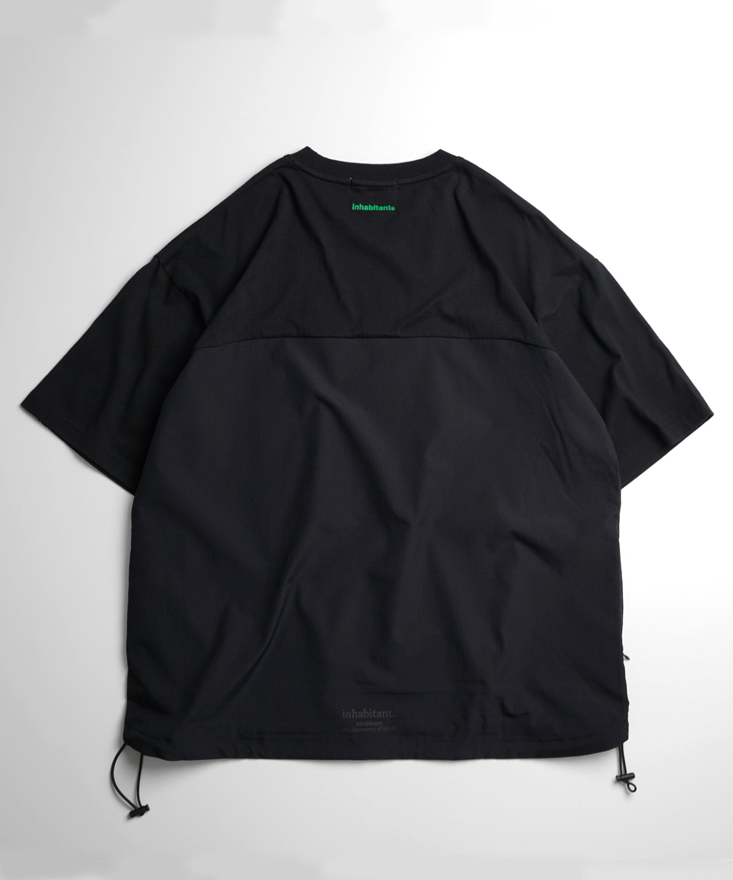 25SS【INHABITANT】ビッグシルエット フロントプリント 切替 半袖ドロストTシャツ