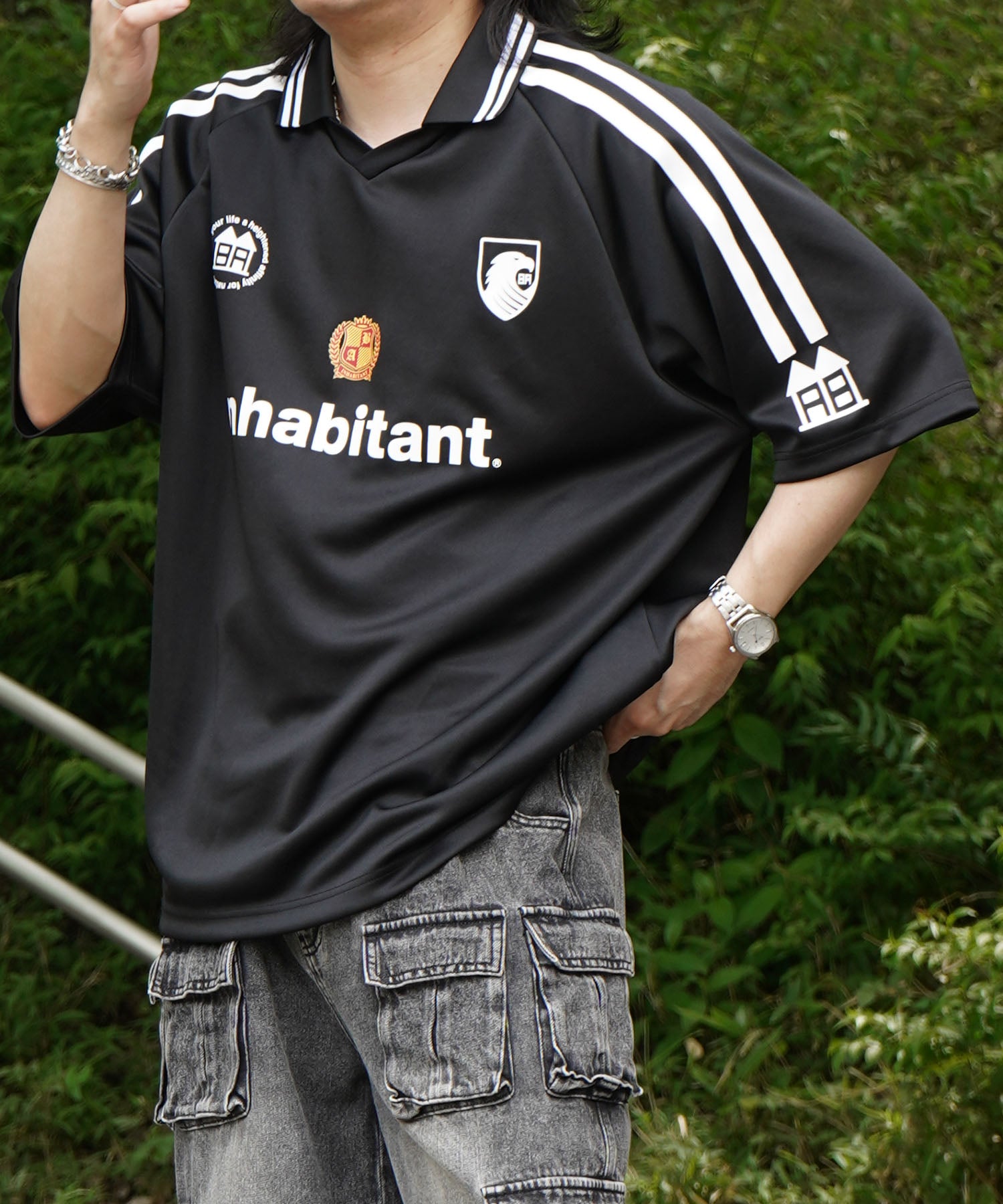 25SS【INHABITANT】ビッグシルエット ユニフォームライク 半袖サッカーTシャツ