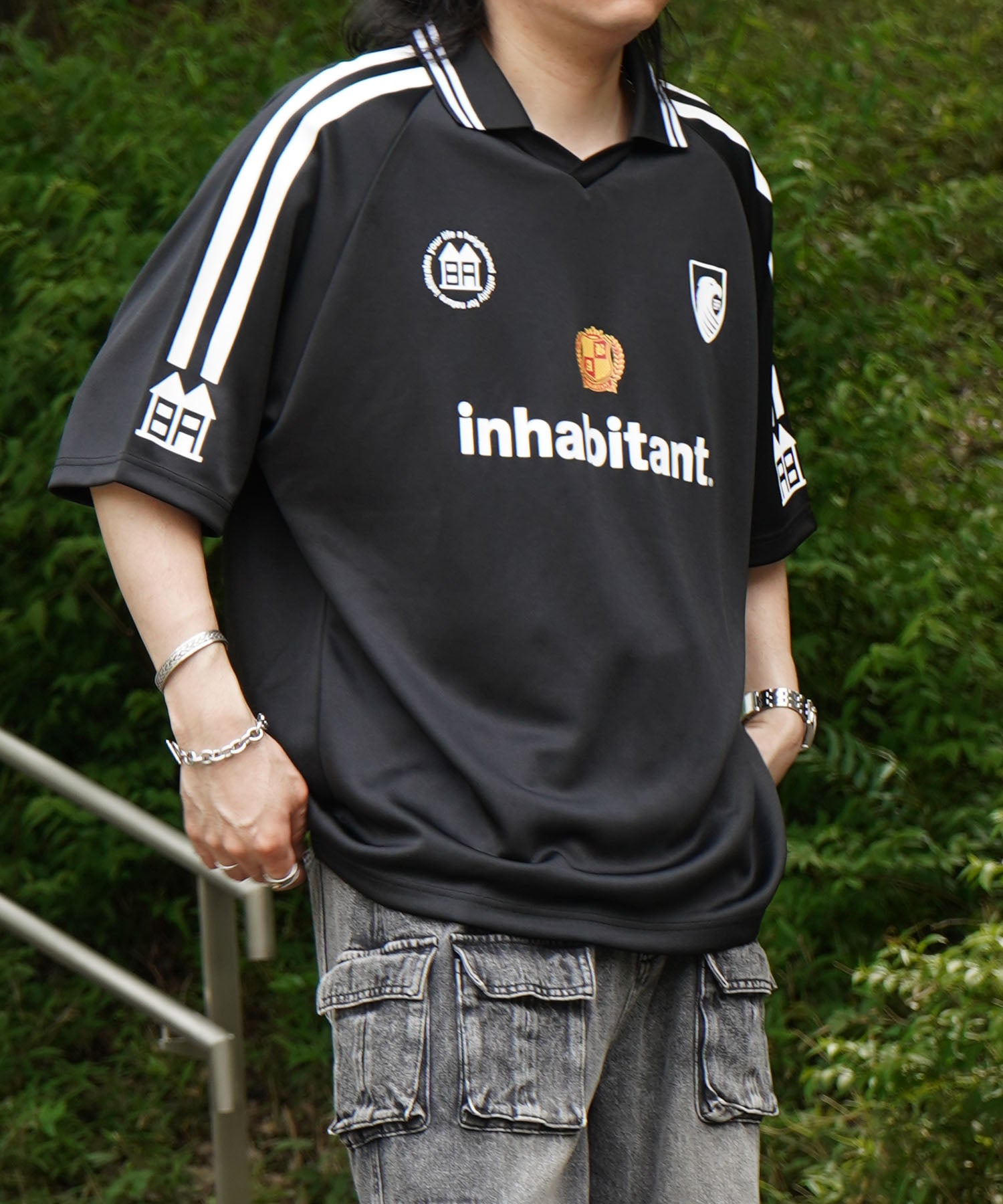 25SS【INHABITANT】ビッグシルエット ユニフォームライク 半袖サッカーTシャツ