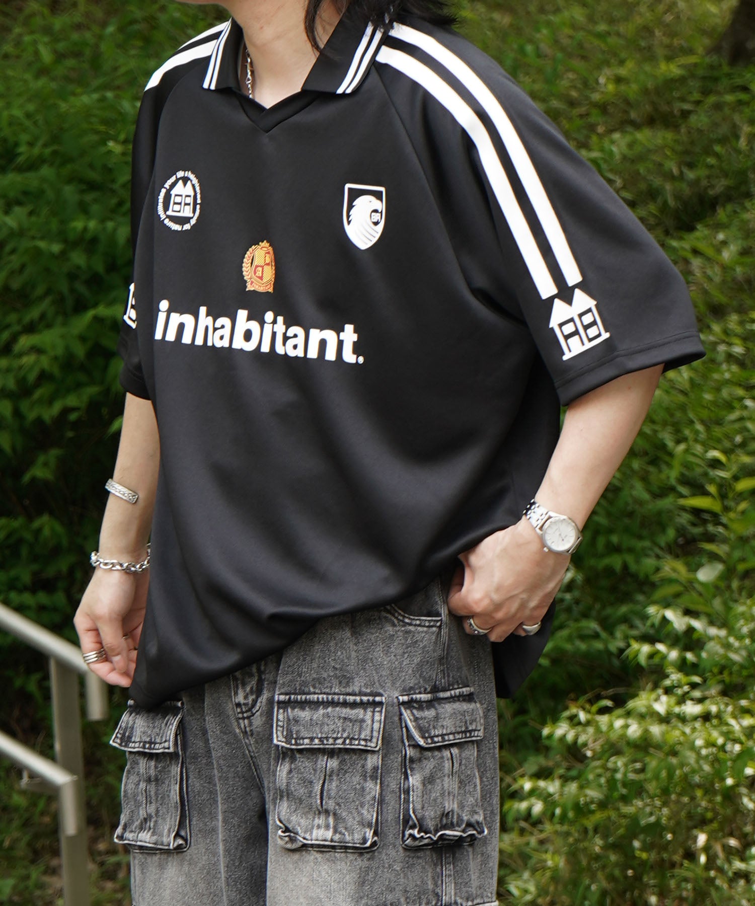 25SS【INHABITANT】ビッグシルエット ユニフォームライク 半袖サッカーTシャツ