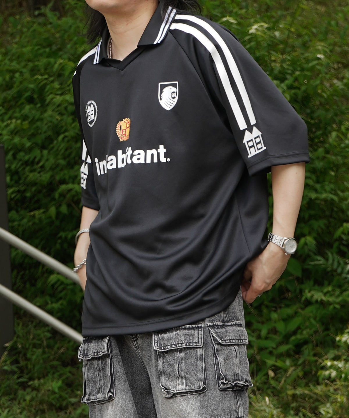 25SS【INHABITANT】ビッグシルエット ユニフォームライク 半袖サッカーTシャツ