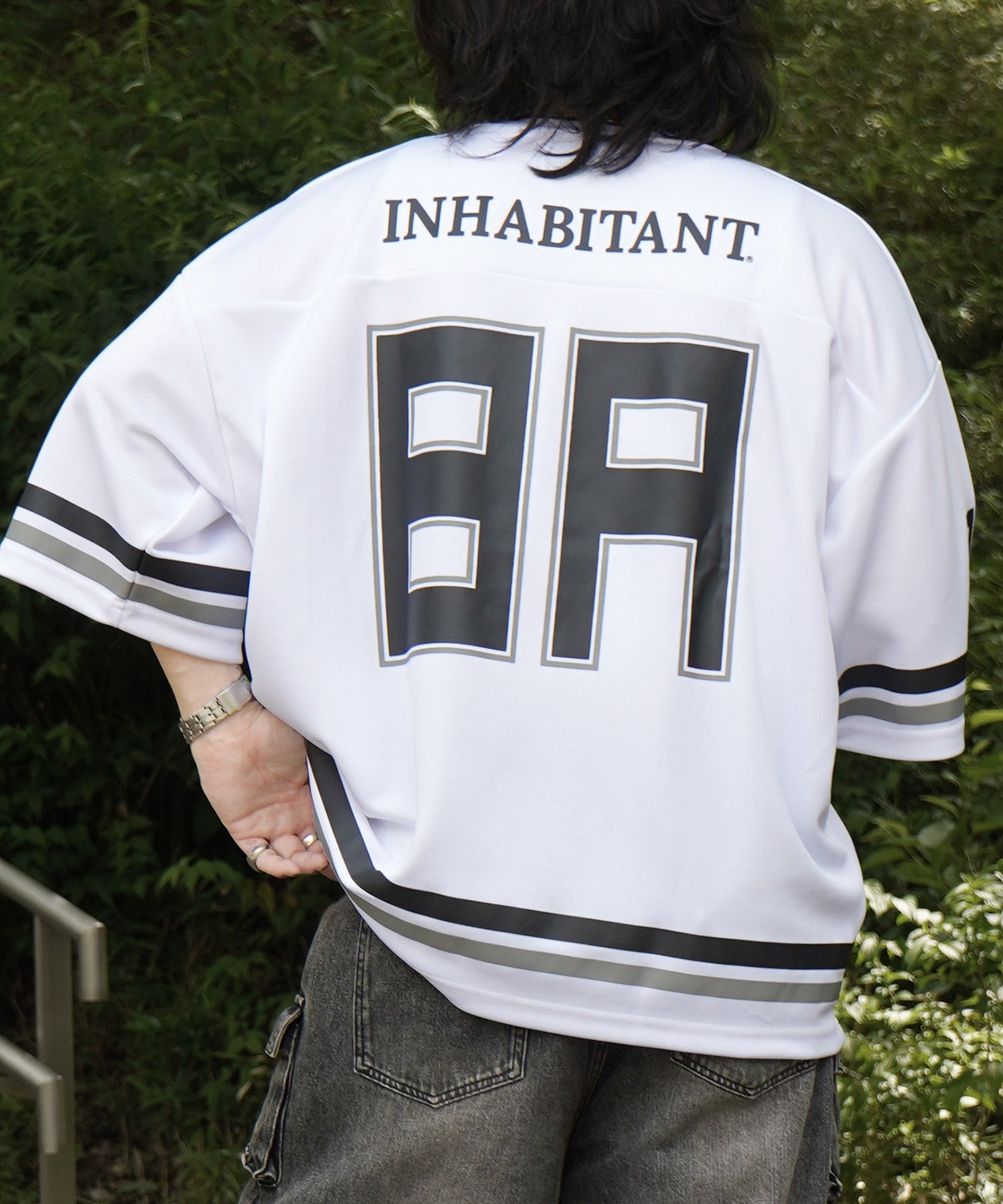 25SS【INHABITANT】ビッグシルエット フロントナンバリングプリント 半袖フットボールTシャツ