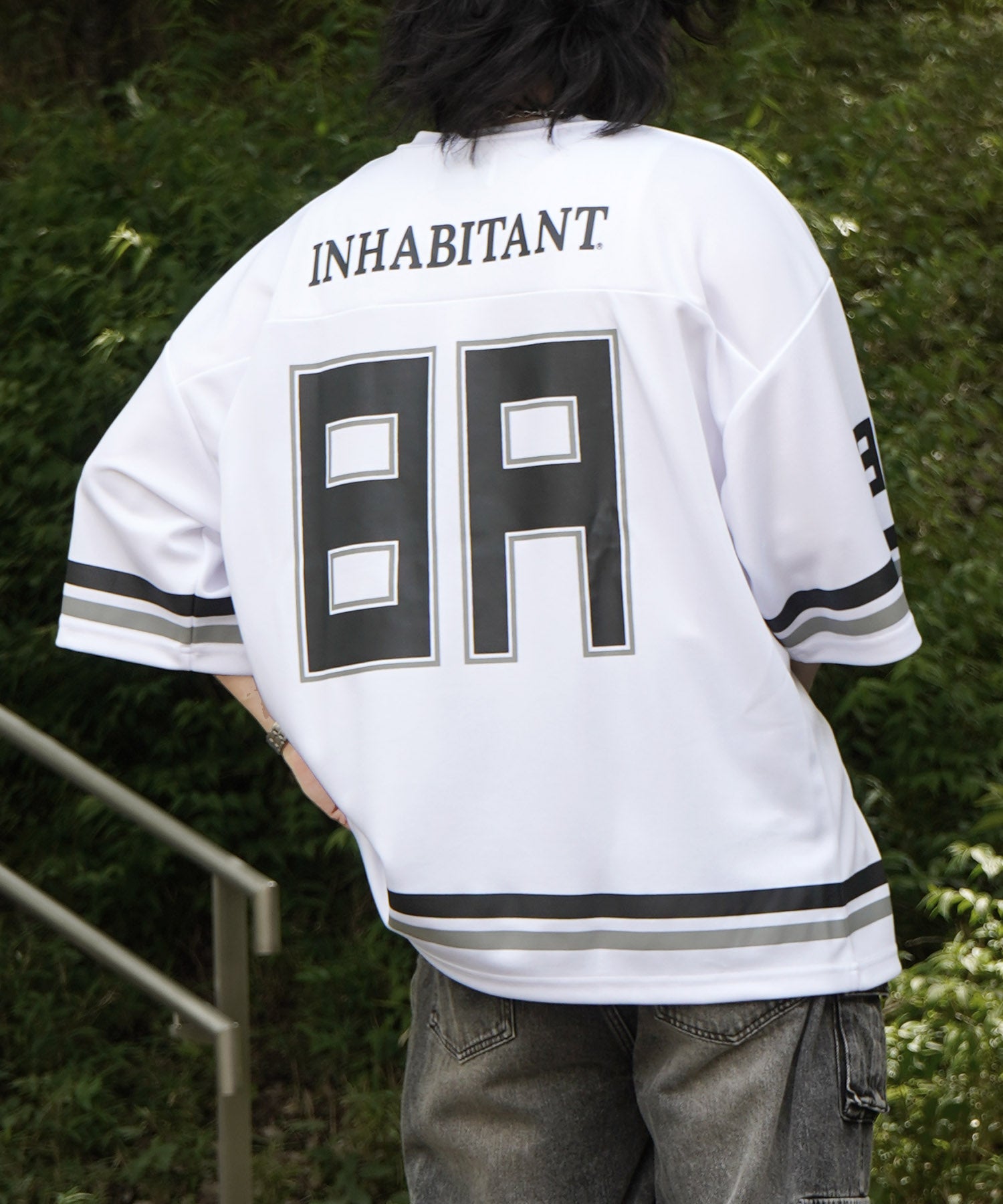 25SS【INHABITANT】ビッグシルエット フロントナンバリングプリント 半袖フットボールTシャツ