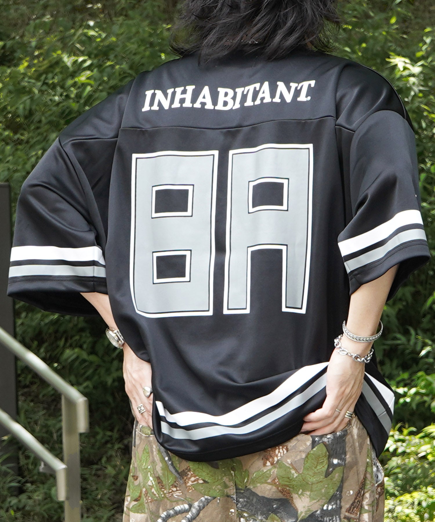 25SS【INHABITANT】ビッグシルエット フロントナンバリングプリント 半袖フットボールTシャツ