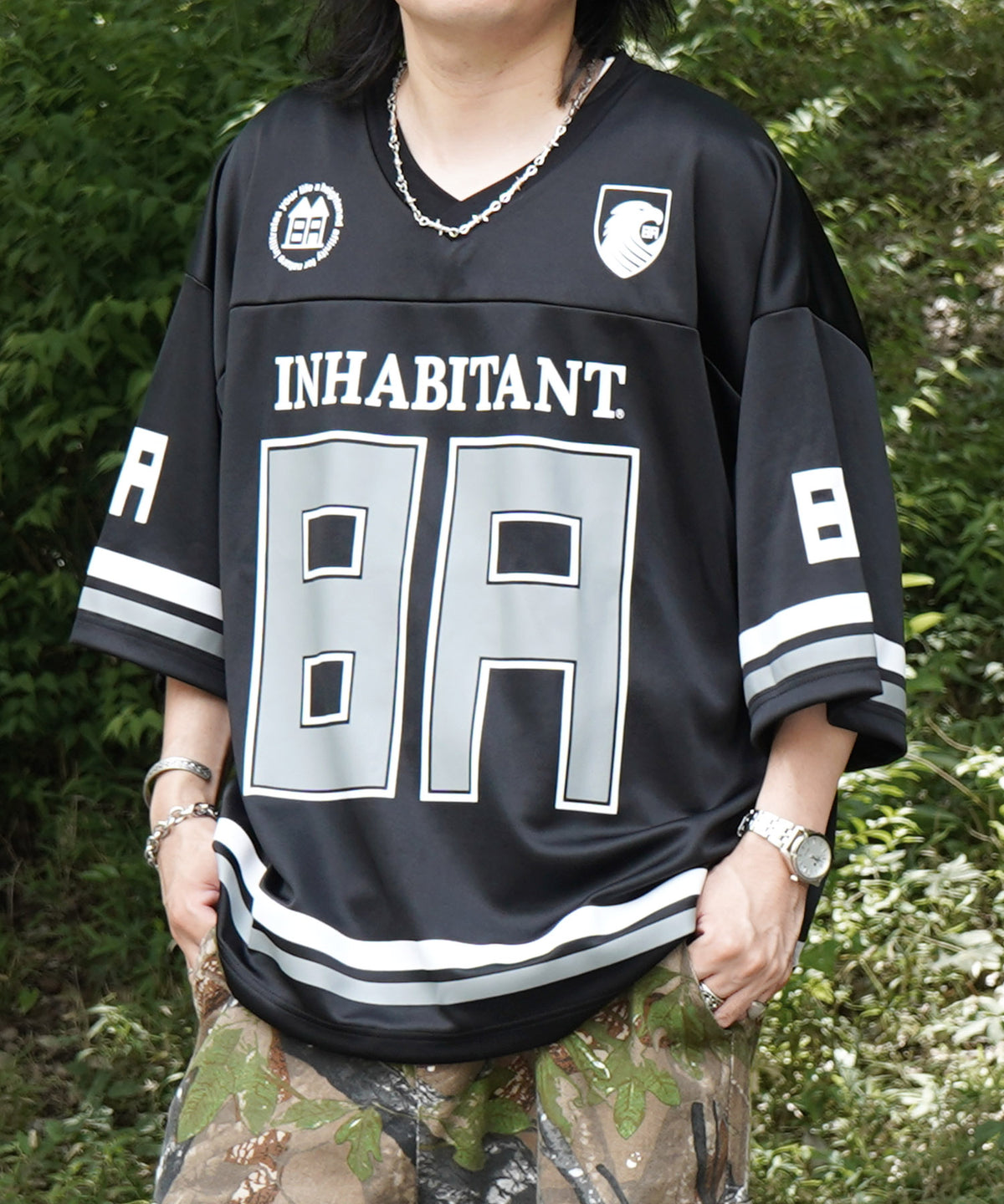 25SS【INHABITANT】ビッグシルエット フロントナンバリングプリント 半袖フットボールTシャツ