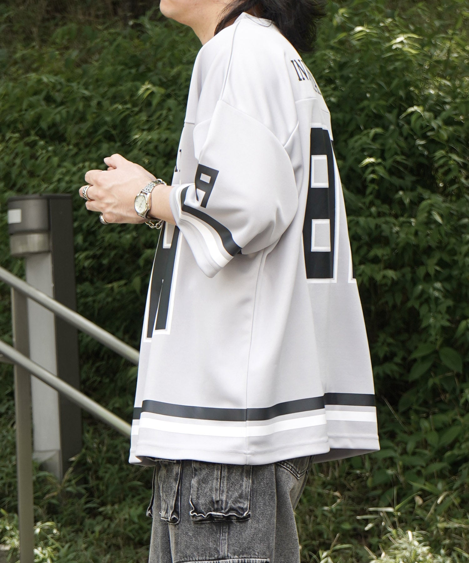 25SS【INHABITANT】ビッグシルエット フロントナンバリングプリント 半袖フットボールTシャツ