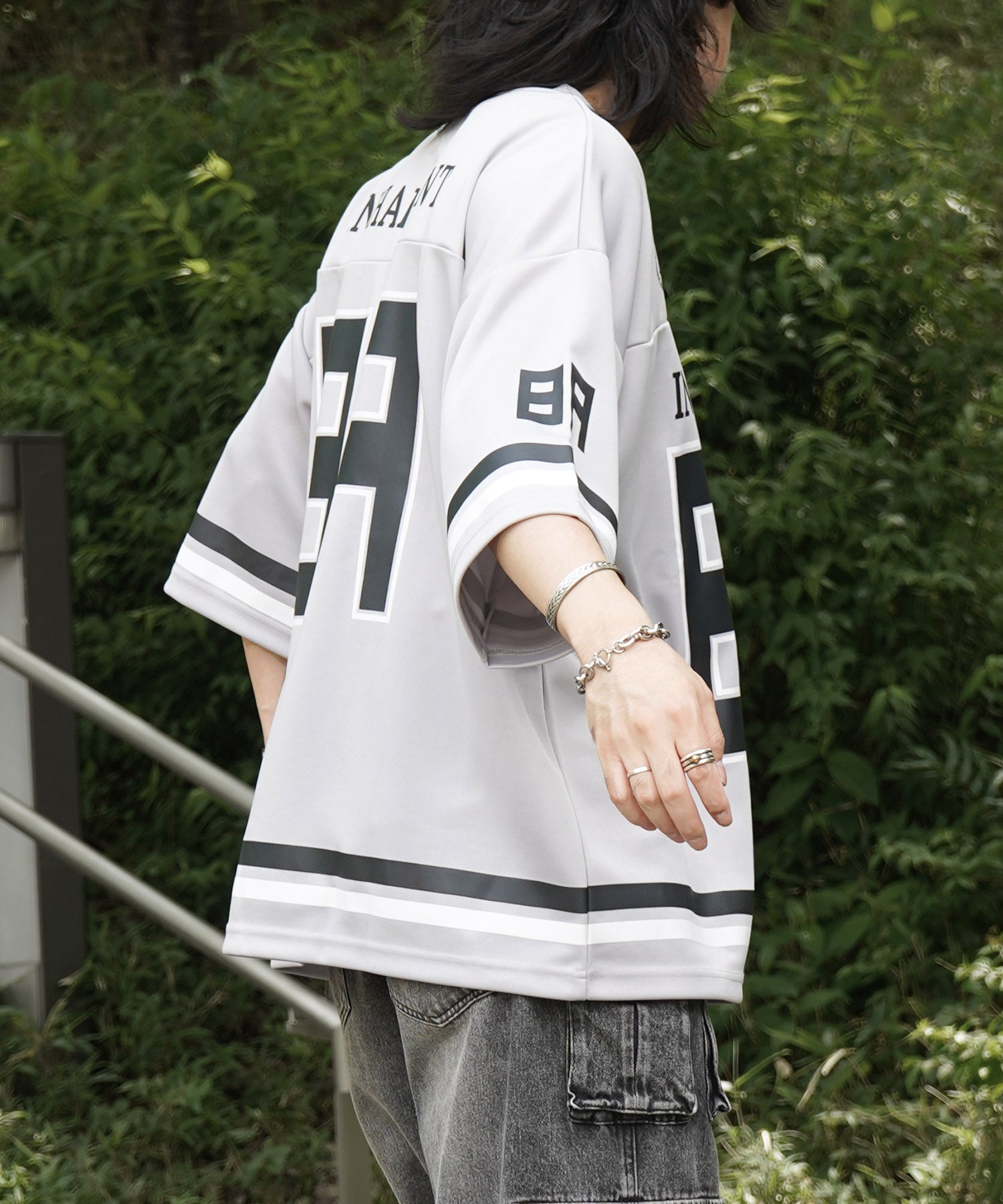 25SS【INHABITANT】ビッグシルエット フロントナンバリングプリント 半袖フットボールTシャツ
