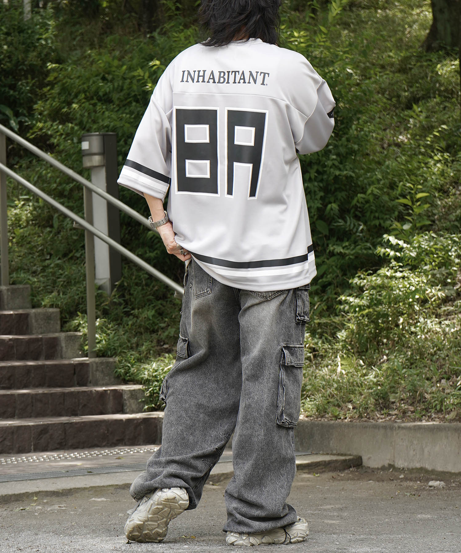 25SS【INHABITANT】ビッグシルエット フロントナンバリングプリント 半袖フットボールTシャツ