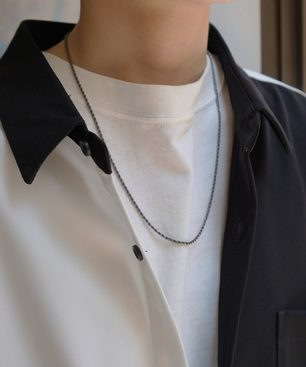 24SS ねじれチェーン シルバー / ガンメタ ベーシックチェーンネックレス