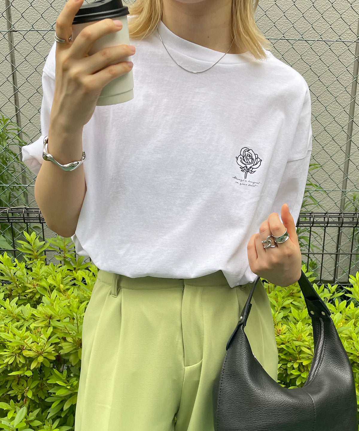 ワンポイント刺繍ロゴ ビッグシルエット半袖Tシャツ