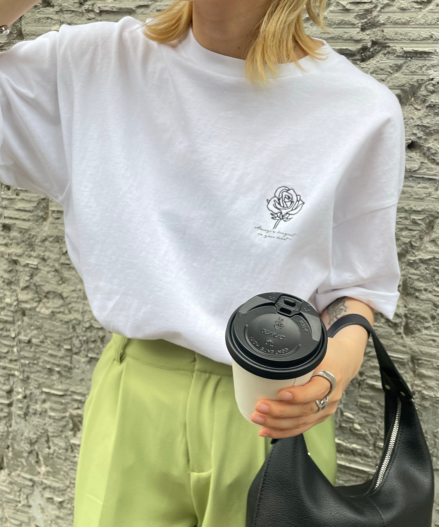 ワンポイント刺繍ロゴ ビッグシルエット半袖Tシャツ