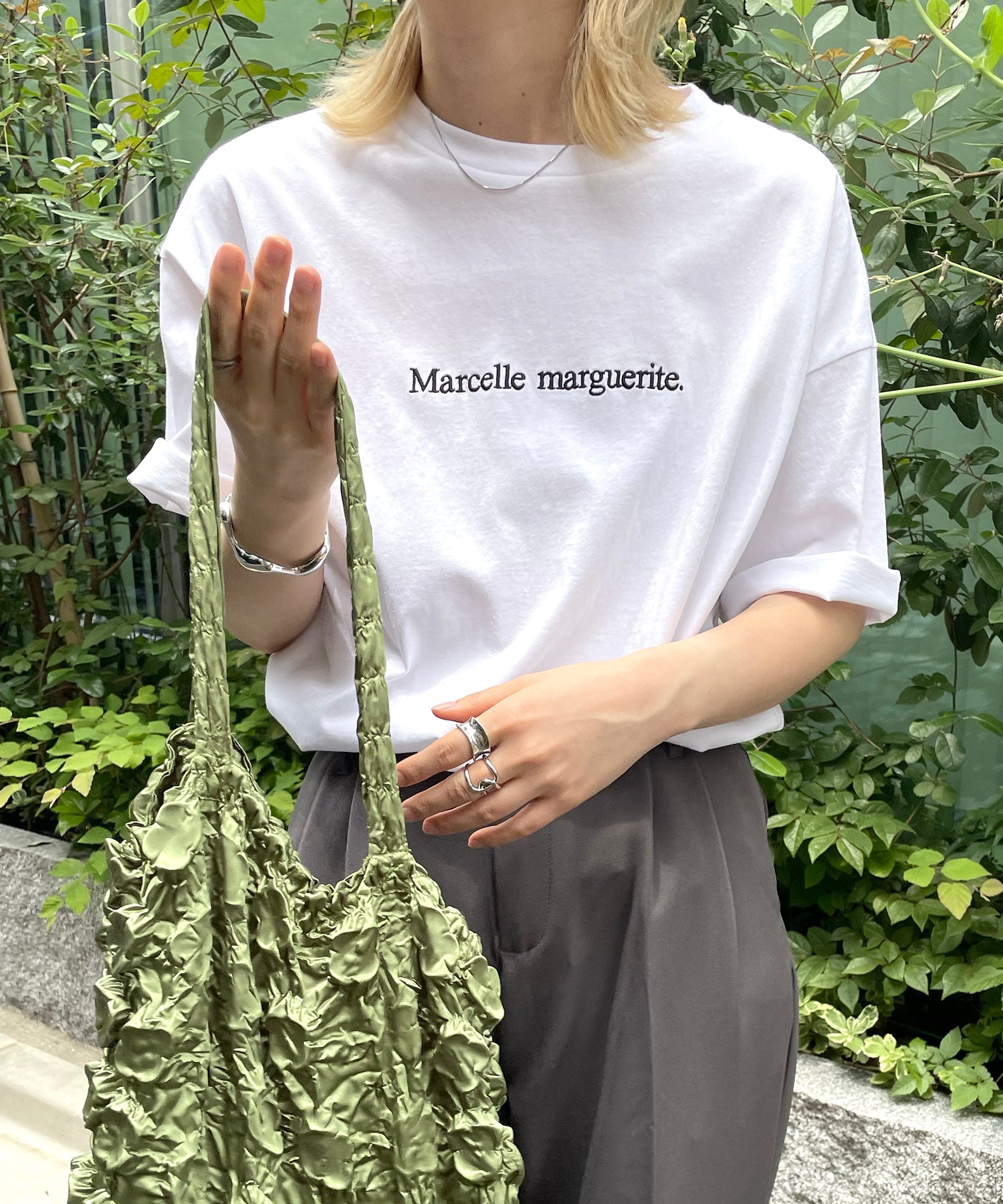 ワンポイント刺繍ロゴ ビッグシルエット半袖Tシャツ