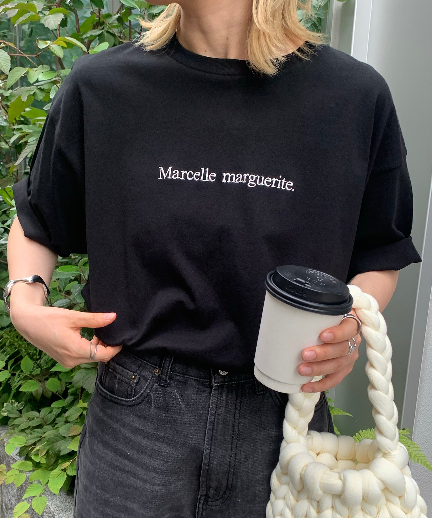 ワンポイント刺繍ロゴ ビッグシルエット半袖Tシャツ