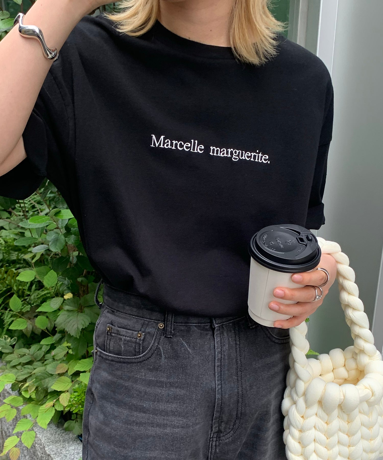 ワンポイント刺繍ロゴ ビッグシルエット半袖Tシャツ