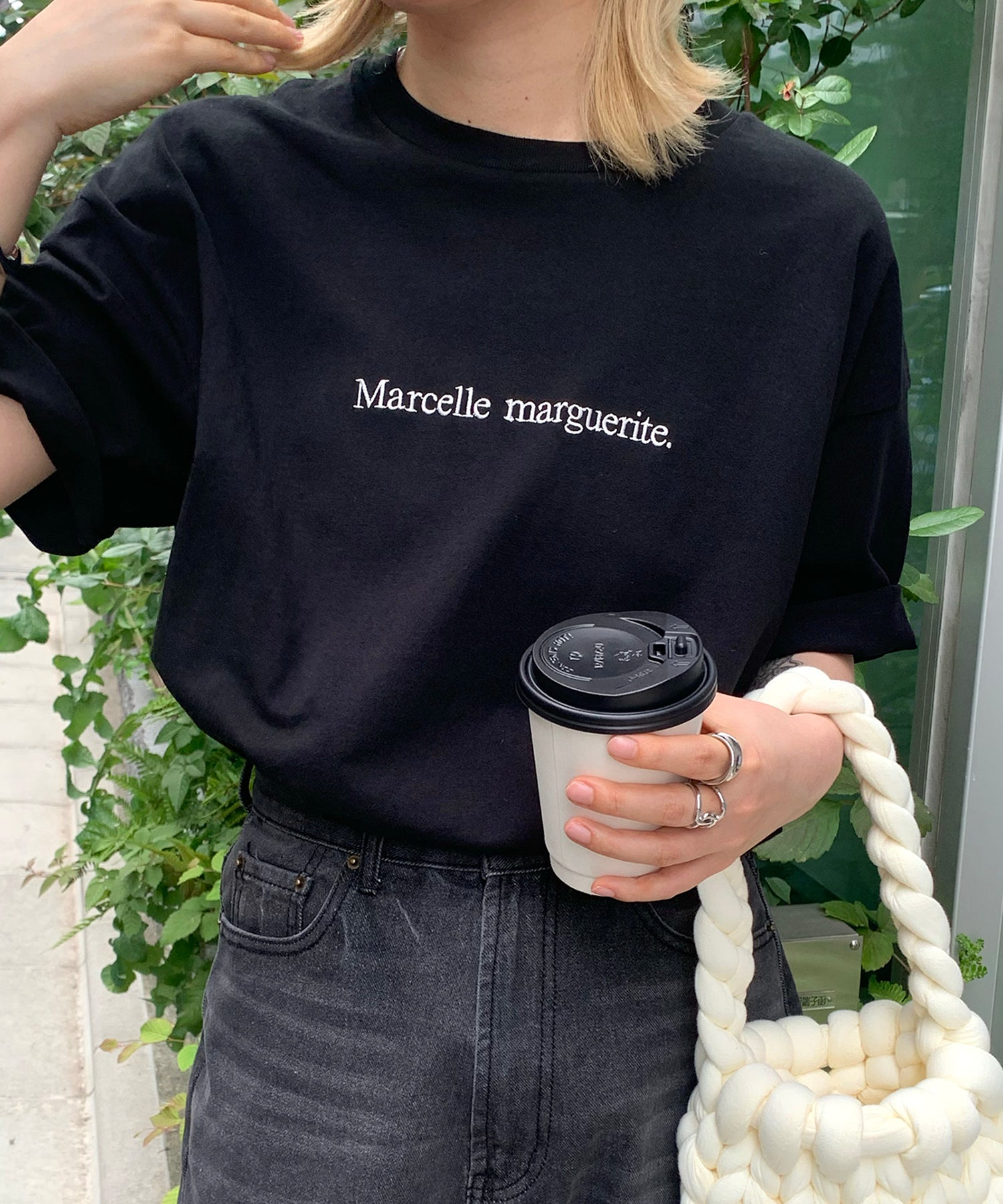 ワンポイント刺繍ロゴ ビッグシルエット半袖Tシャツ