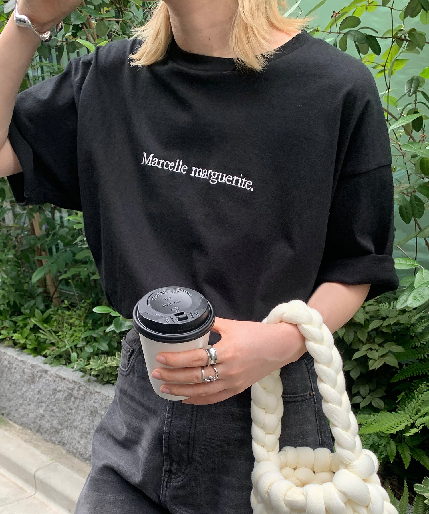 ワンポイント刺繍ロゴ ビッグシルエット半袖Tシャツ