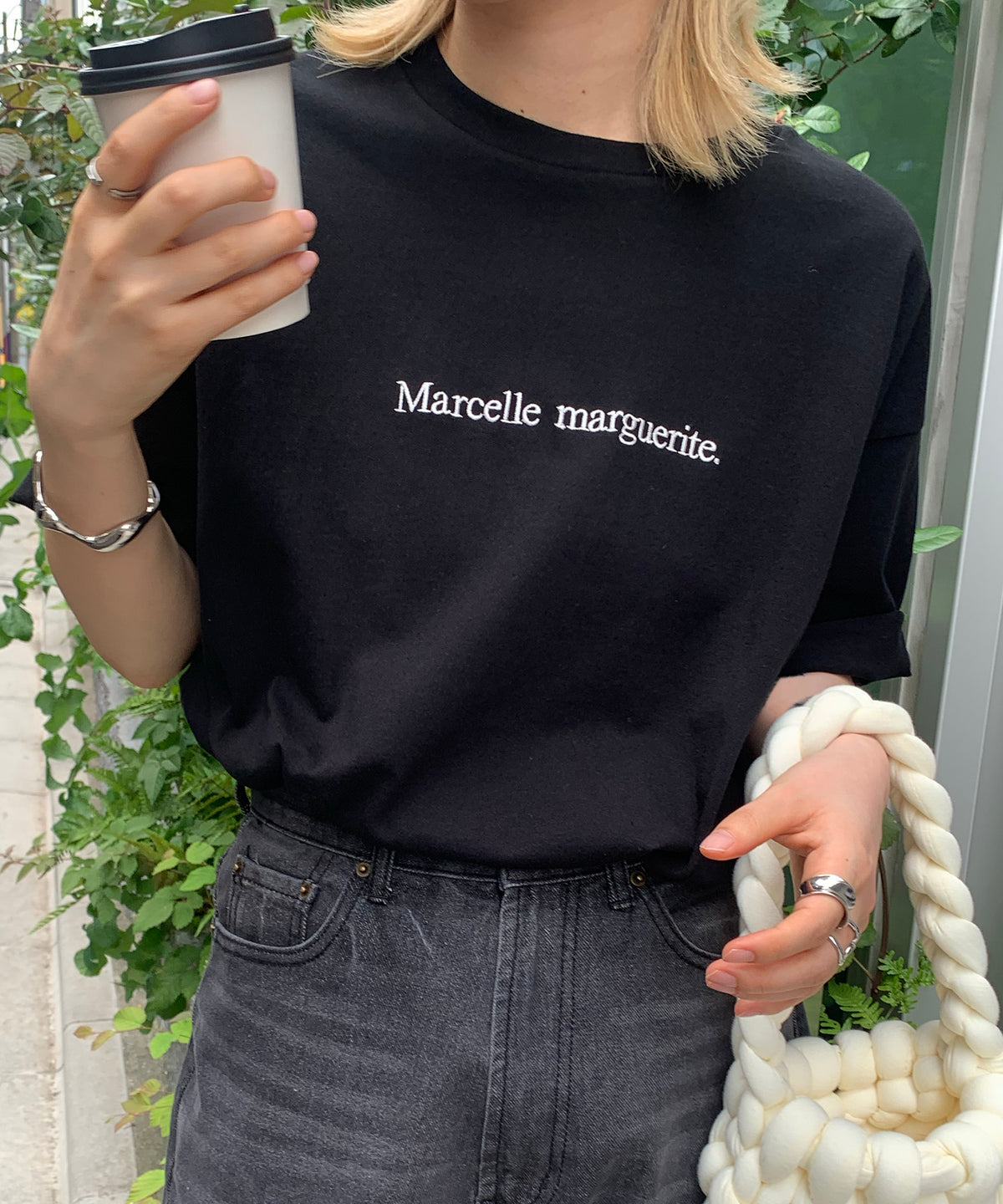 ワンポイント刺繍ロゴ ビッグシルエット半袖Tシャツ