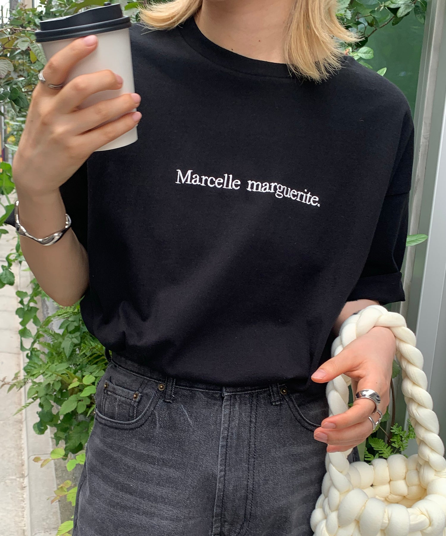 ワンポイント刺繍ロゴ ビッグシルエット半袖Tシャツ