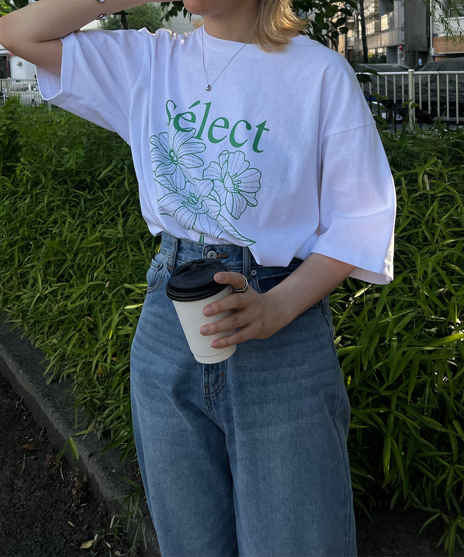 フラワーselectロゴ ビッグシルエット半袖プリントTシャツ