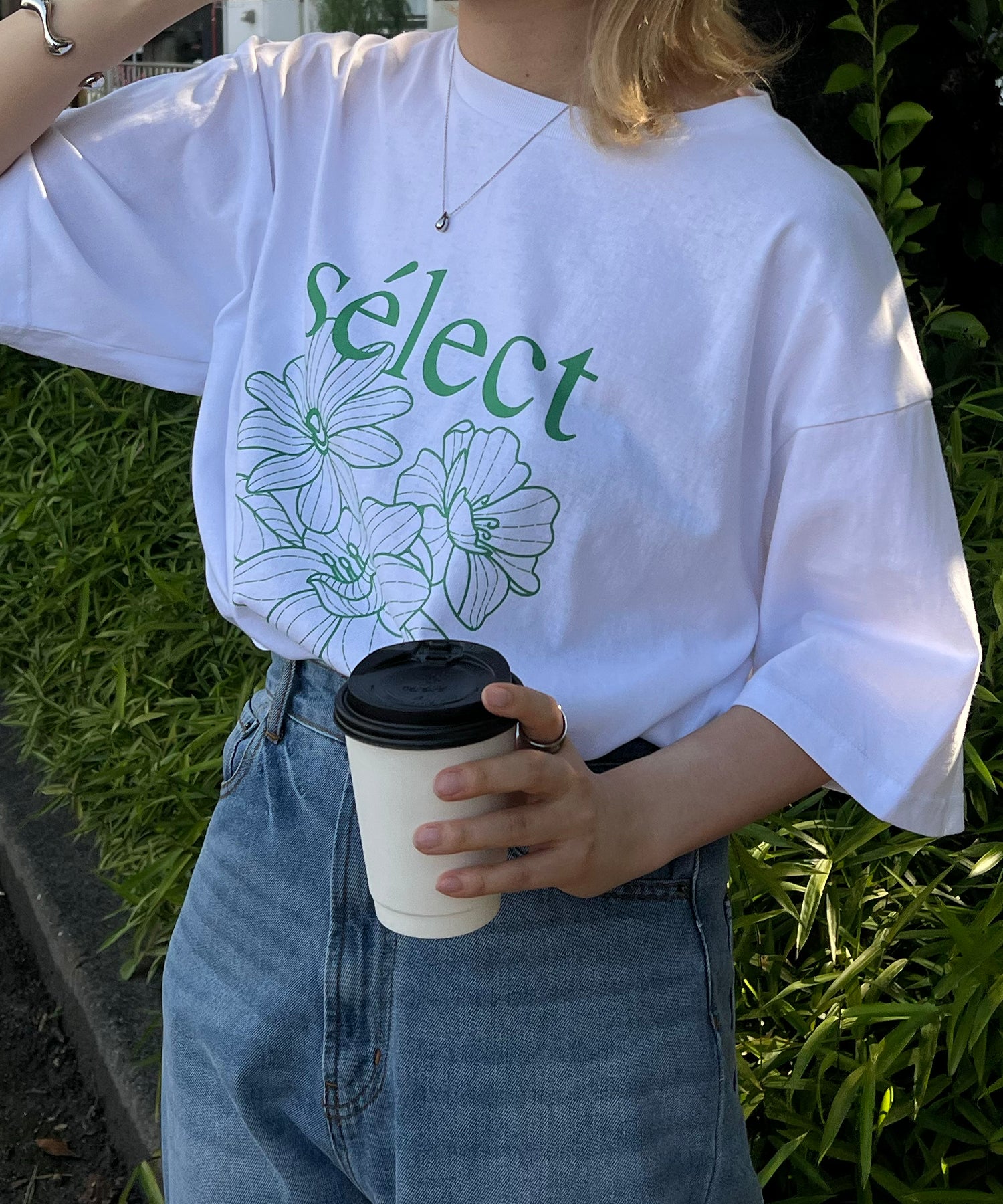 フラワーselectロゴ ビッグシルエット半袖プリントTシャツ
