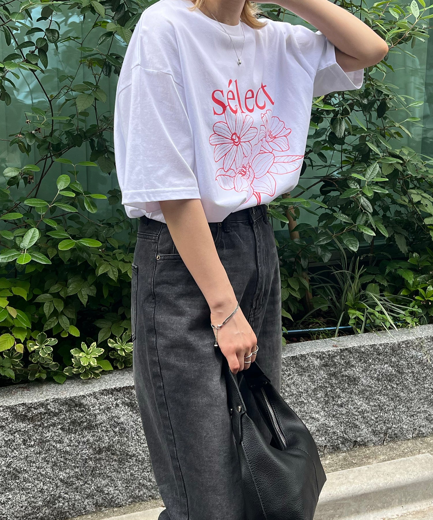フラワーselectロゴ ビッグシルエット半袖プリントTシャツ