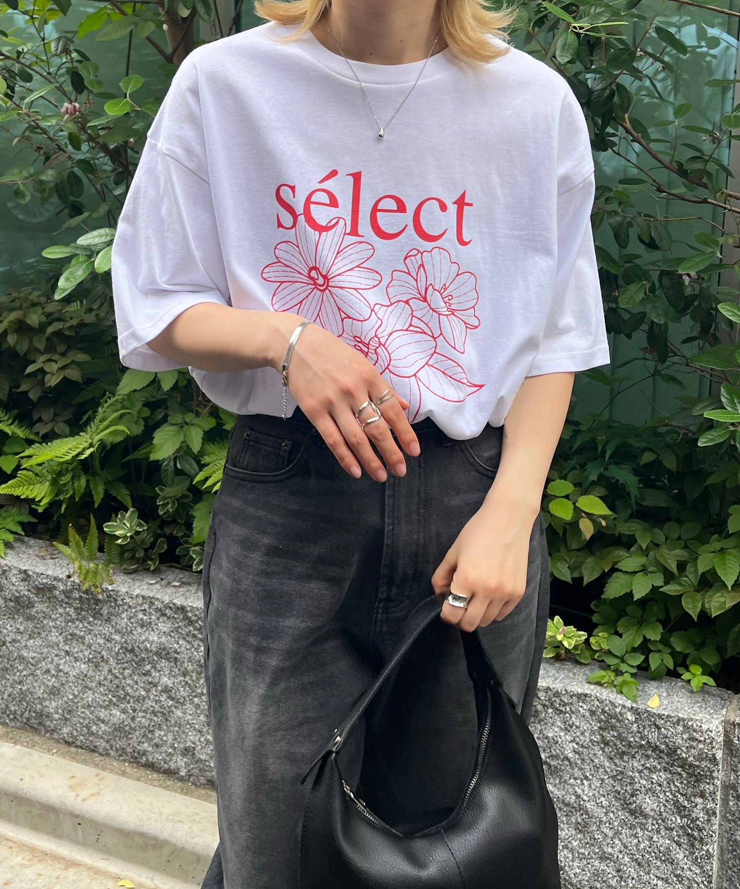 フラワーselectロゴ ビッグシルエット半袖プリントTシャツ