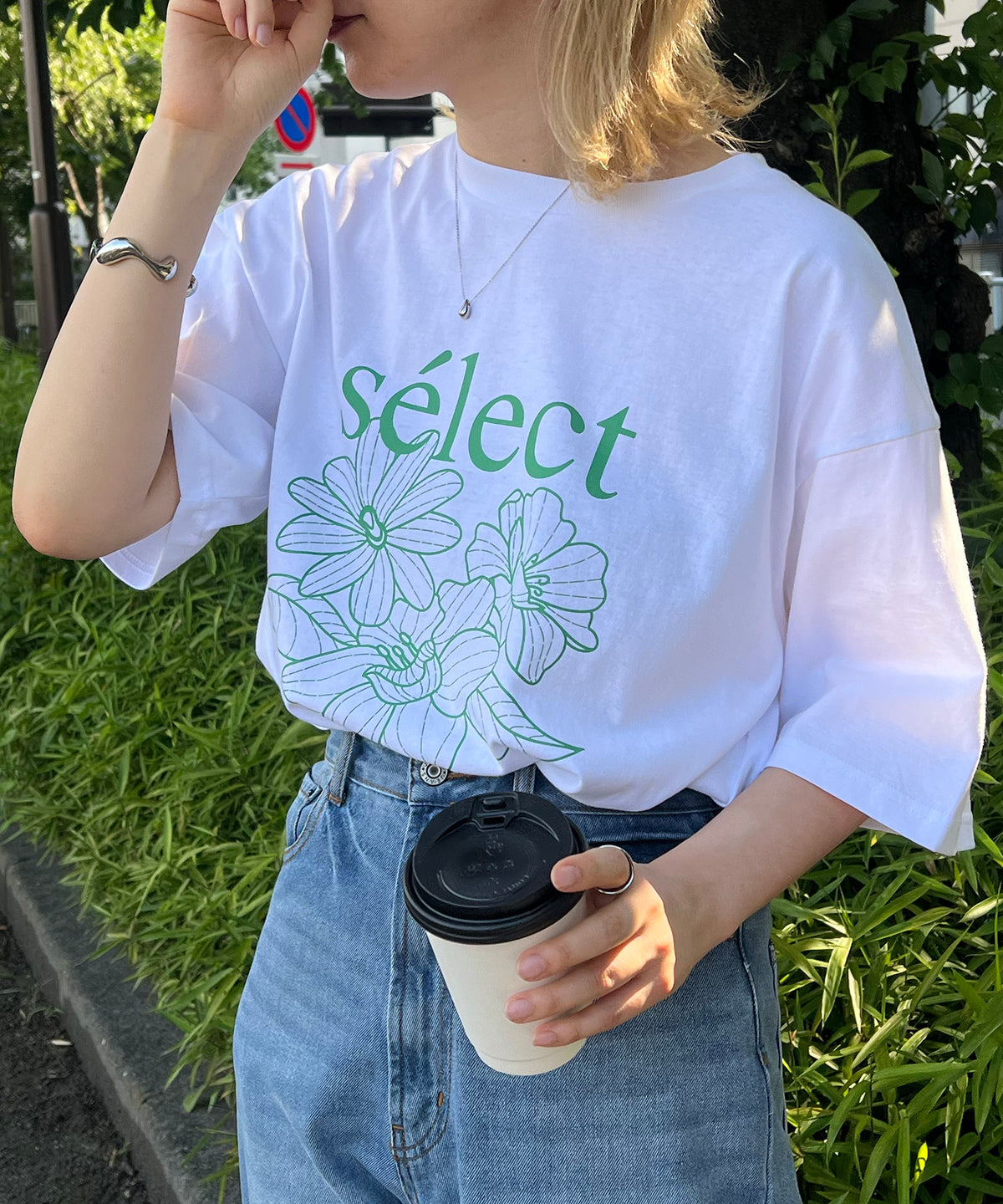 フラワーselectロゴ ビッグシルエット半袖プリントTシャツ