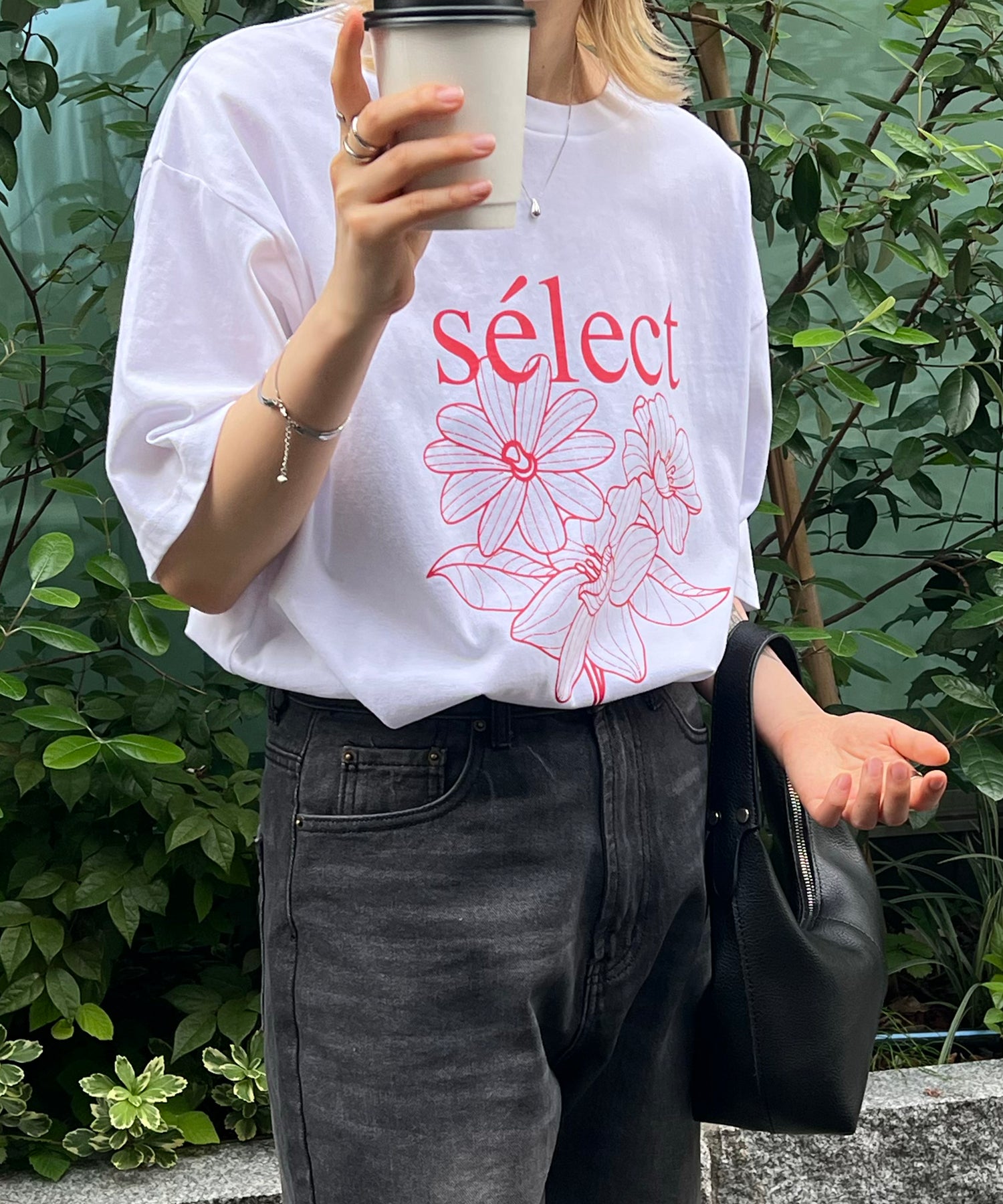 フラワーselectロゴ ビッグシルエット半袖プリントTシャツ