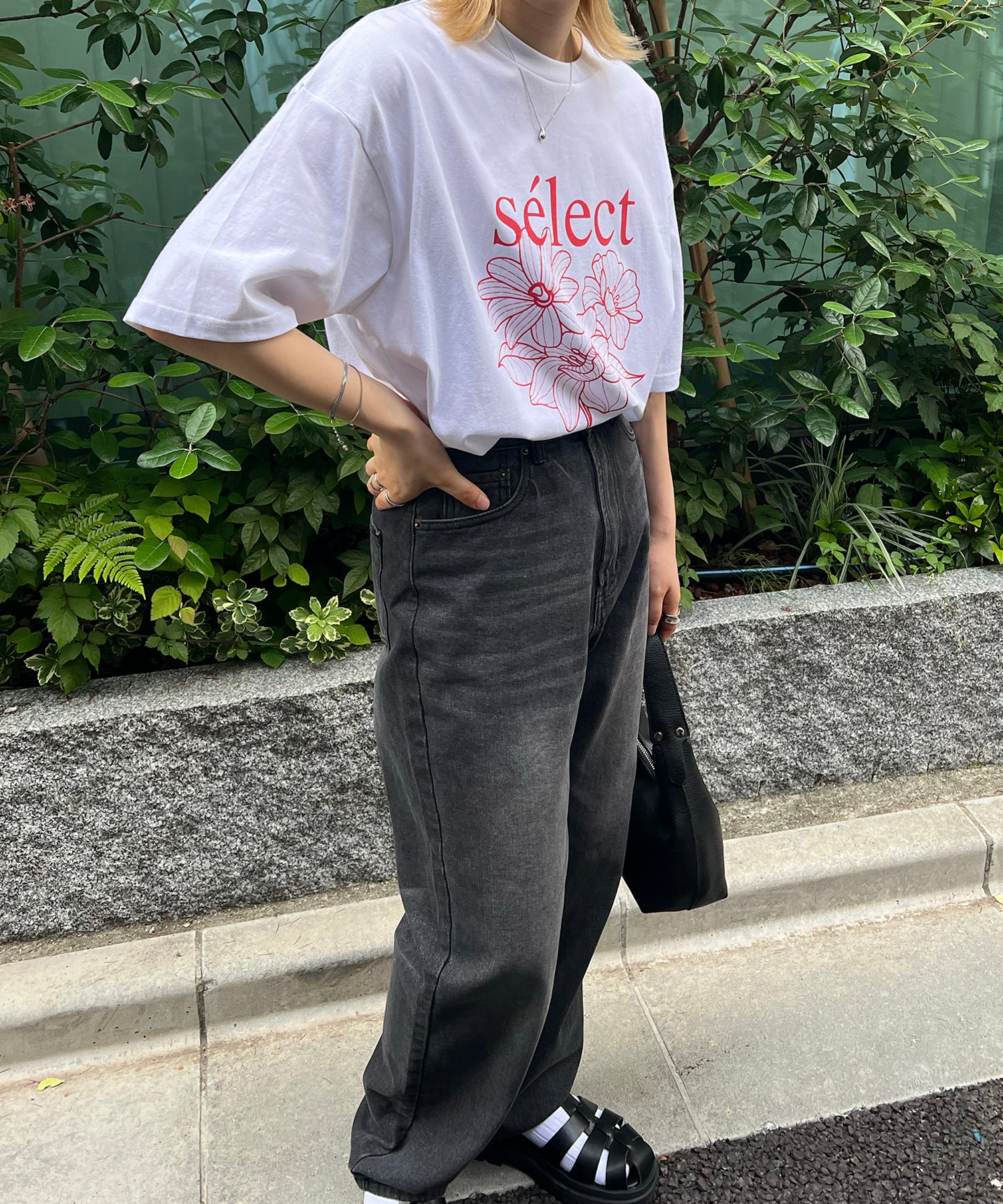 フラワーselectロゴ ビッグシルエット半袖プリントTシャツ