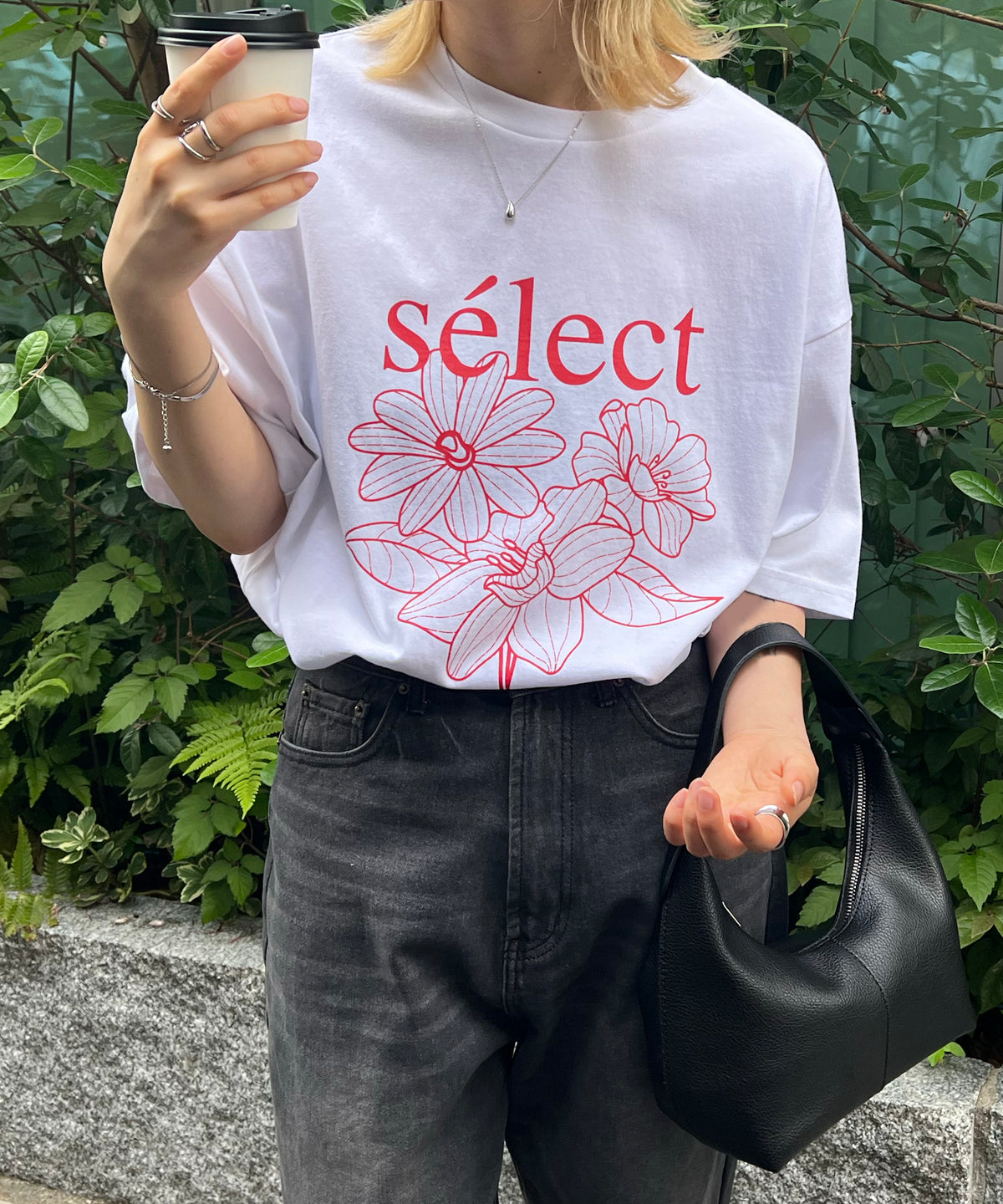 フラワーselectロゴ ビッグシルエット半袖プリントTシャツ