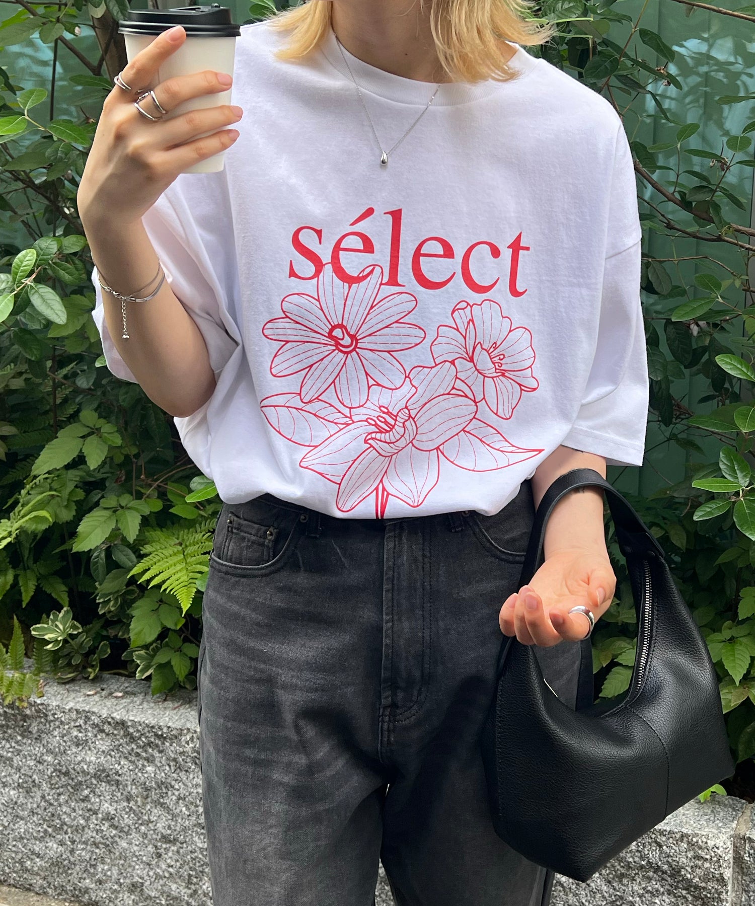 フラワーselectロゴ ビッグシルエット半袖プリントTシャツ