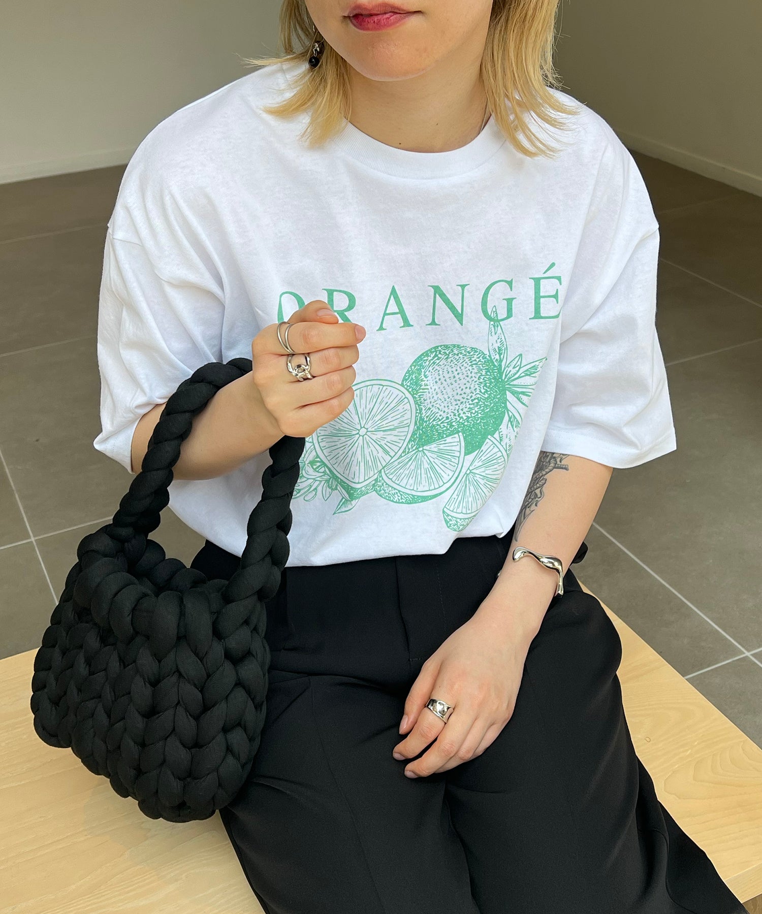 ORANGEロゴ ヴィンテージ ビッグシルエット半袖プリントTシャツ