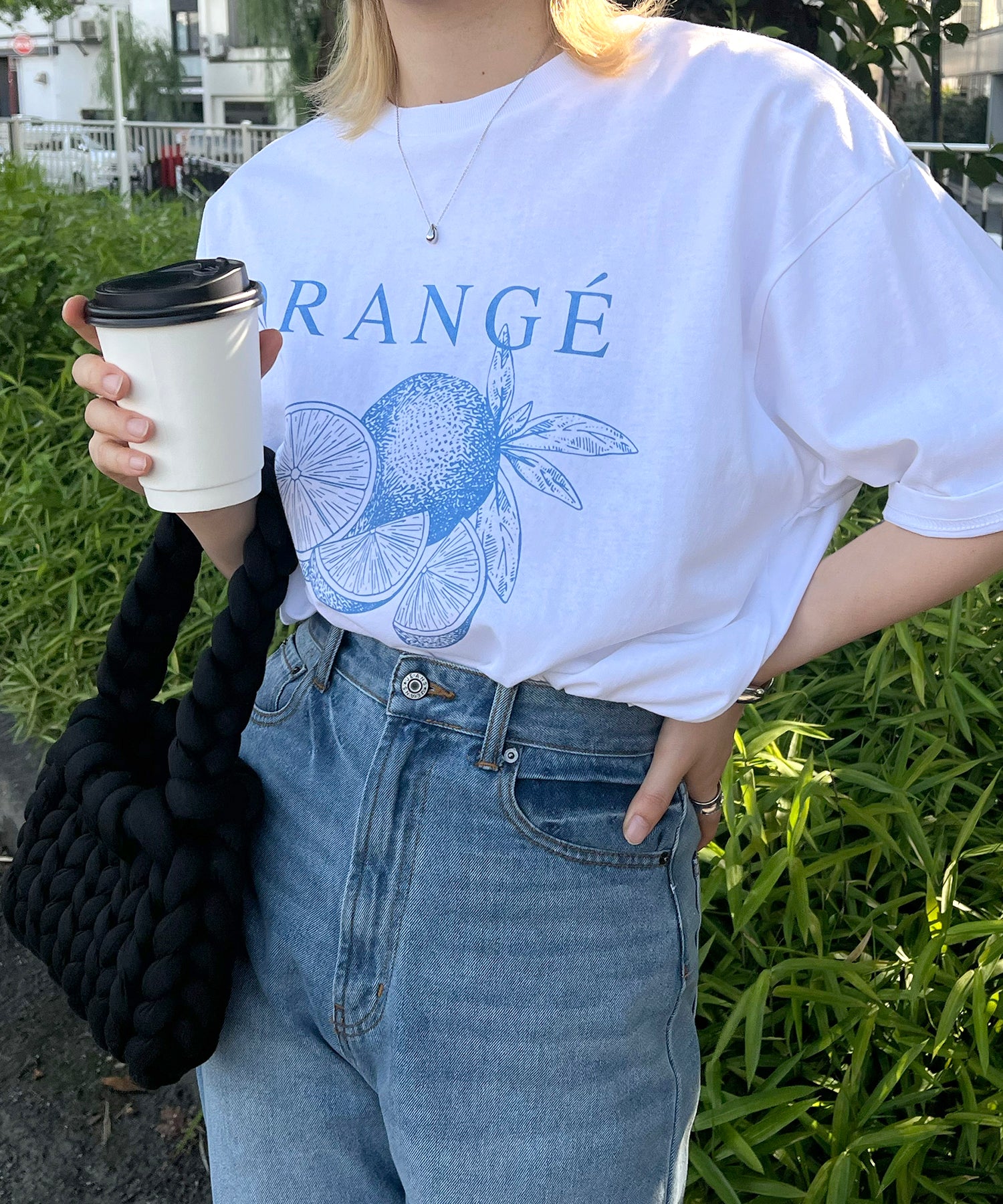 ORANGEロゴ ヴィンテージ ビッグシルエット半袖プリントTシャツ