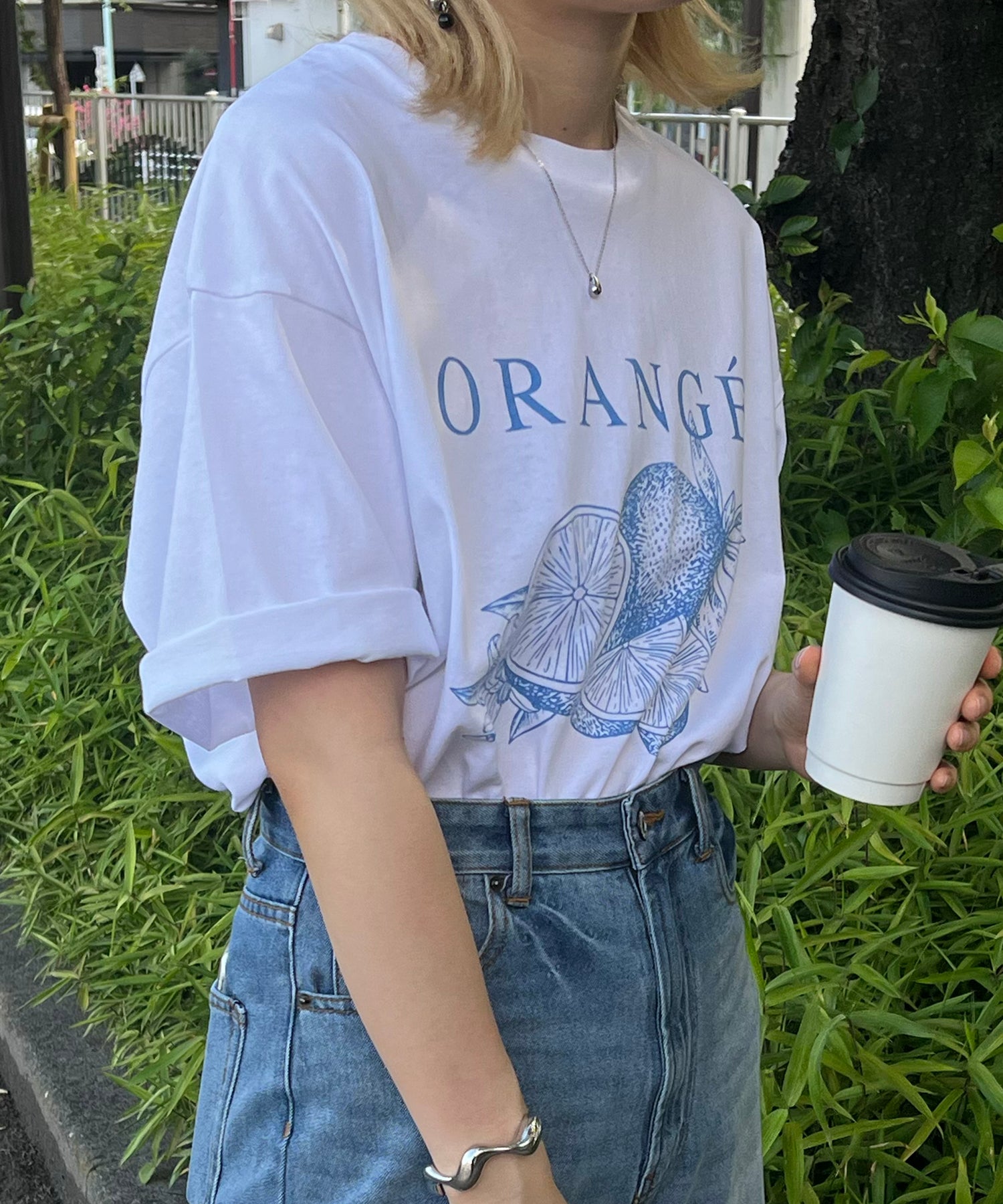 ORANGEロゴ ヴィンテージ ビッグシルエット半袖プリントTシャツ