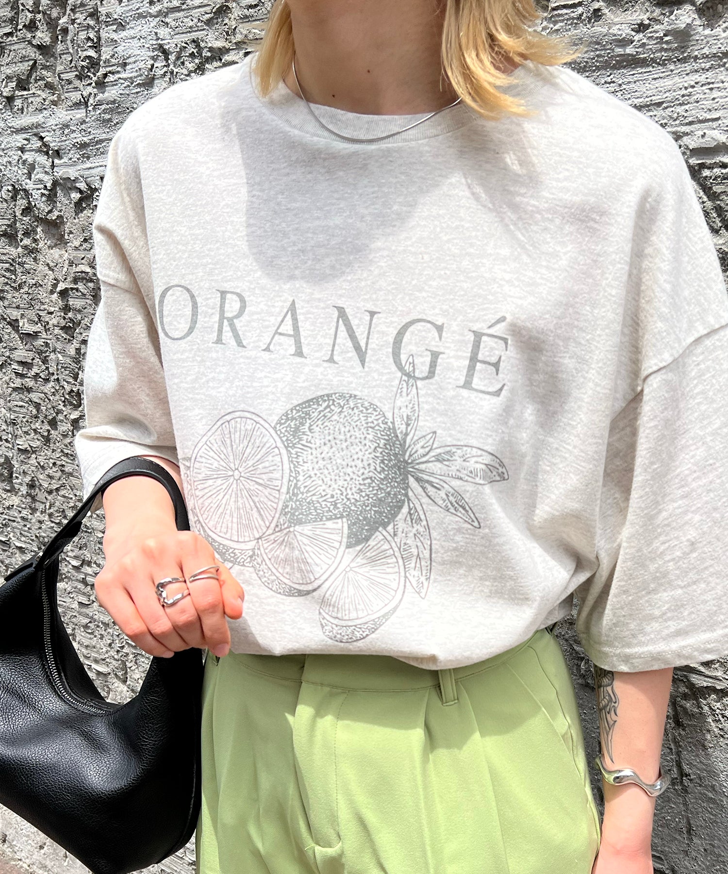 ORANGEロゴ ヴィンテージ ビッグシルエット半袖プリントTシャツ