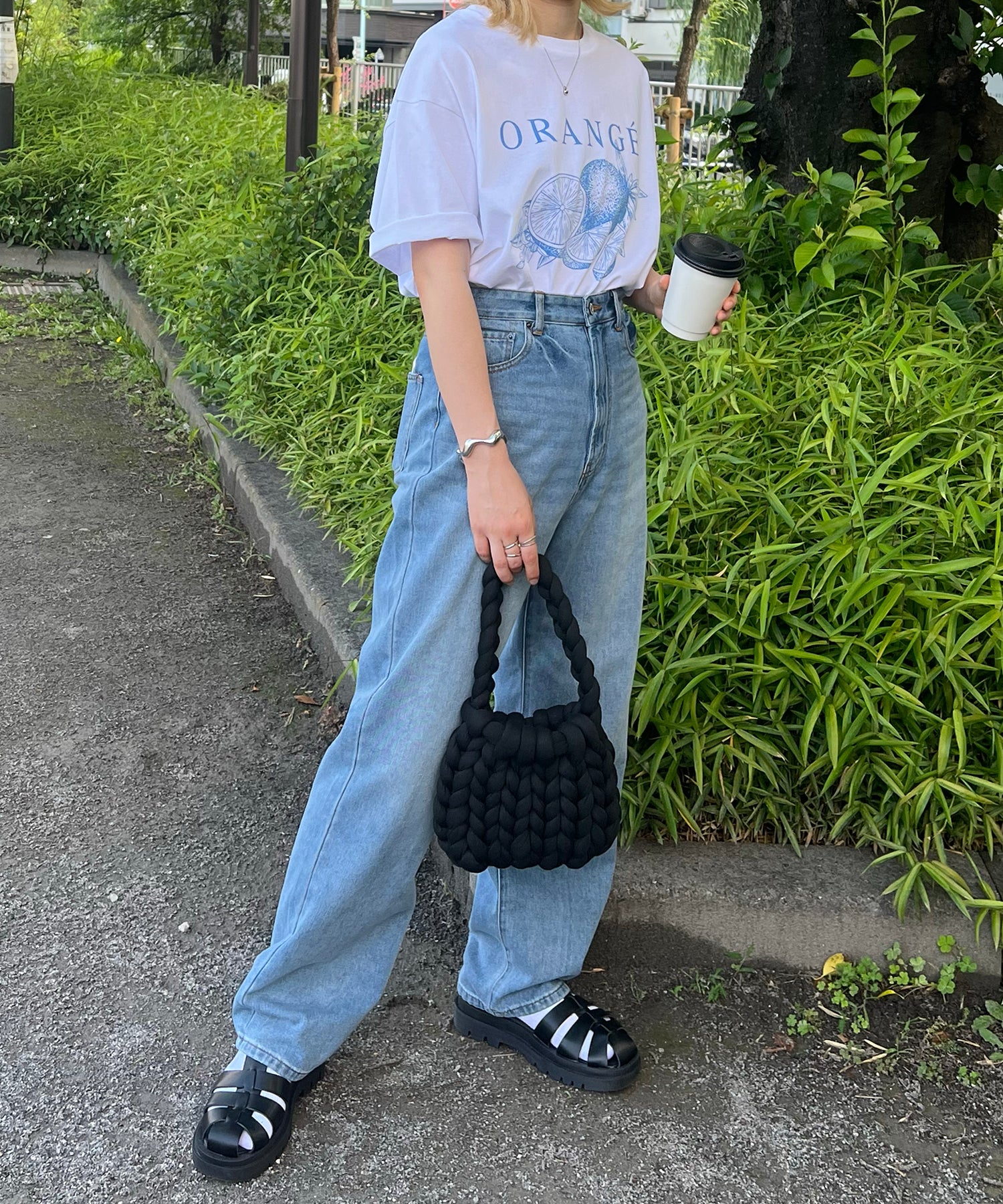 ORANGEロゴ ヴィンテージ ビッグシルエット半袖プリントTシャツ