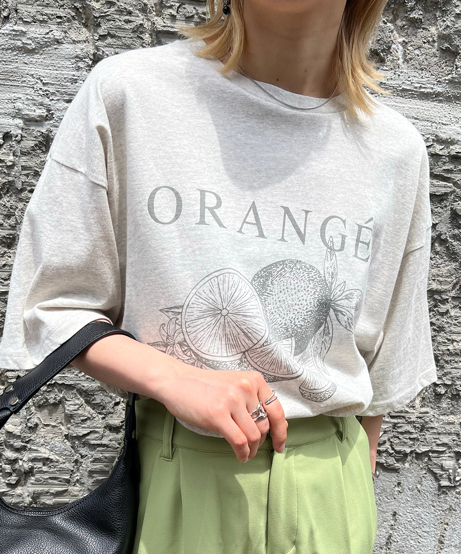 ORANGEロゴ ヴィンテージ ビッグシルエット半袖プリントTシャツ