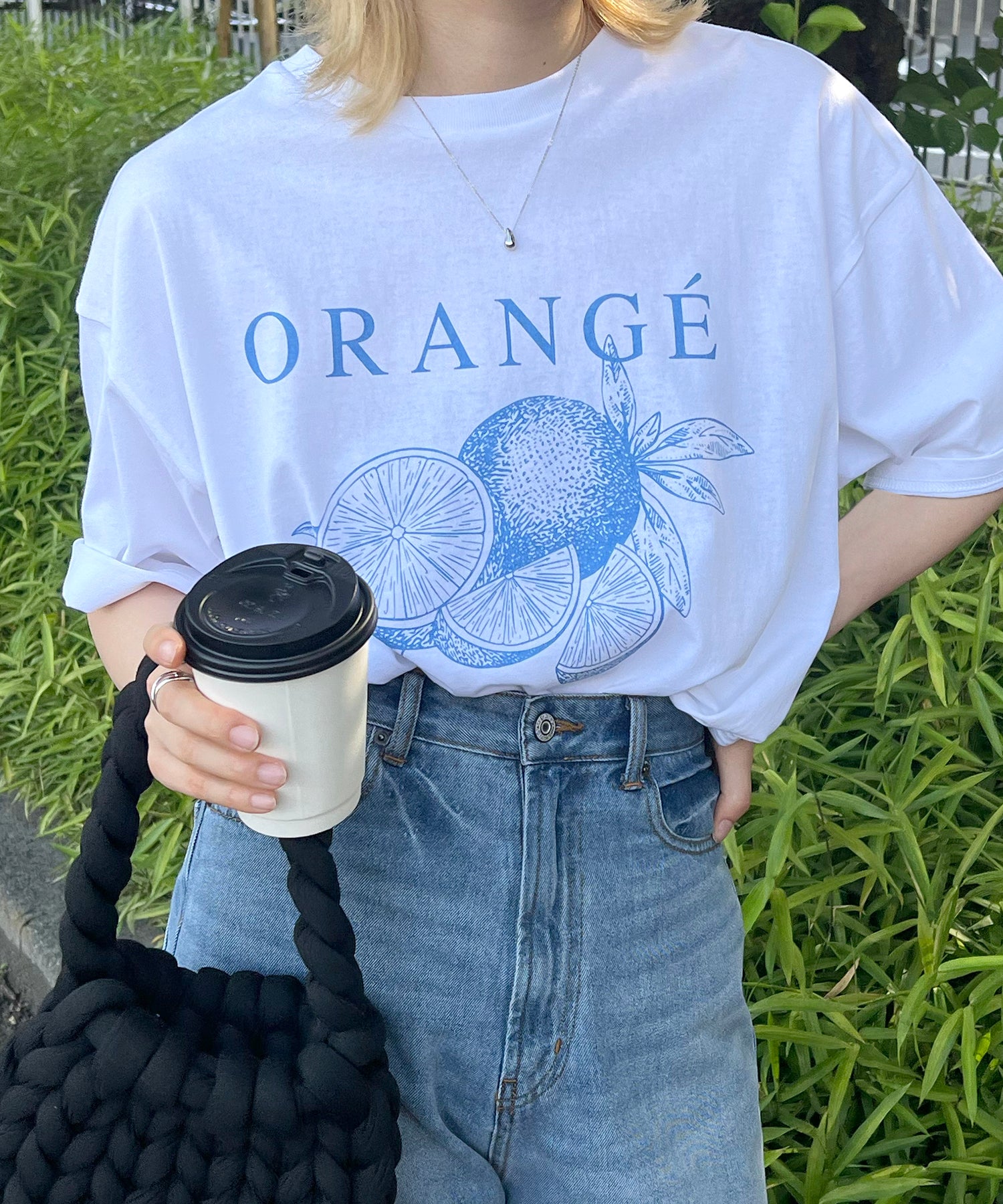ORANGEロゴ ヴィンテージ ビッグシルエット半袖プリントTシャツ