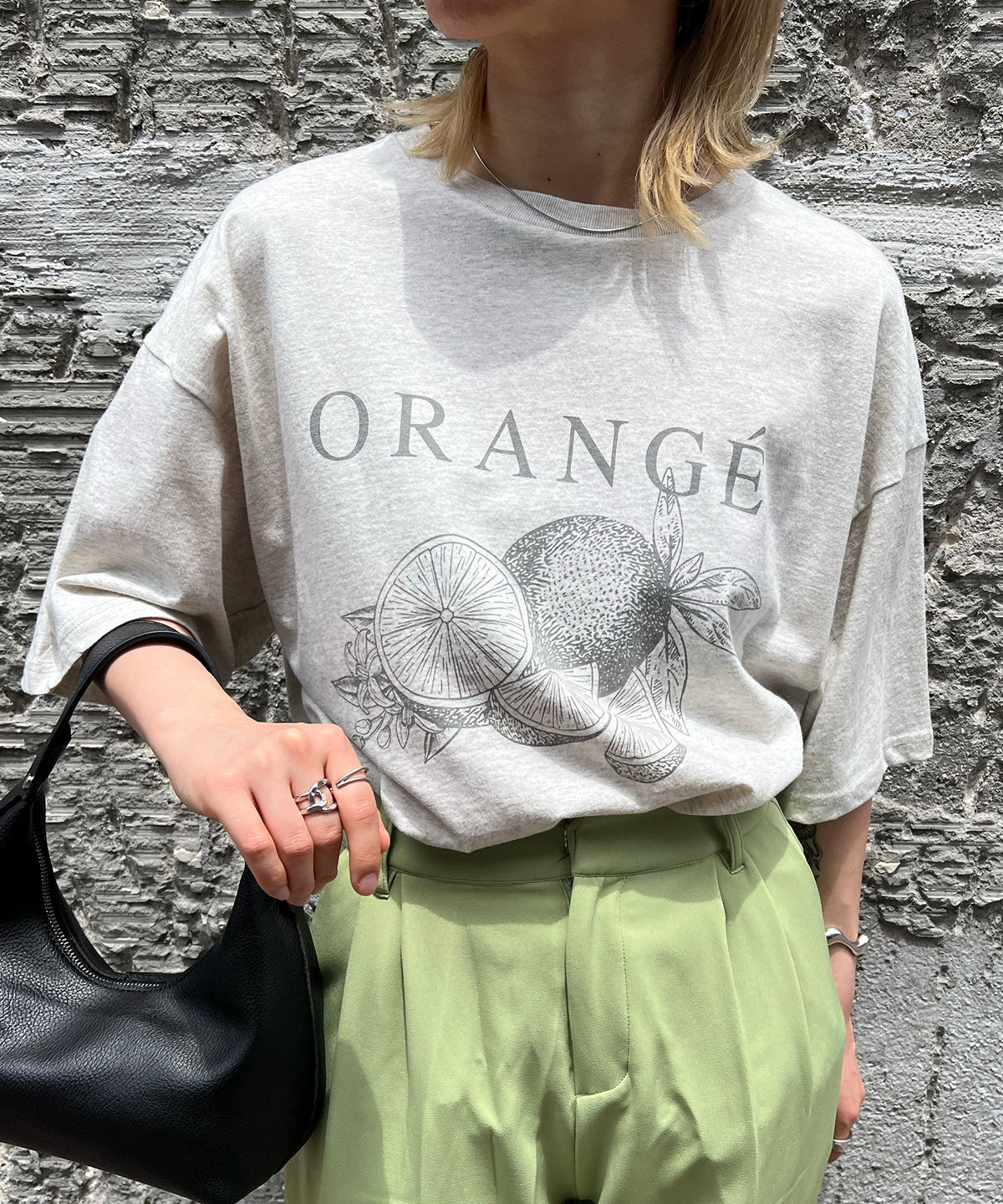 ORANGEロゴ ヴィンテージ ビッグシルエット半袖プリントTシャツ