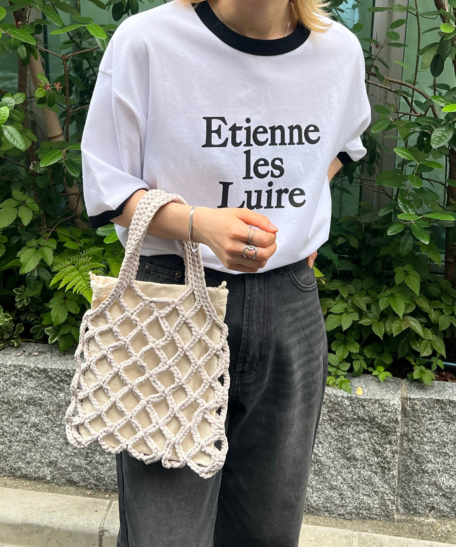 フロントプリント ビッグシルエット半袖リンガーTシャツ 2023SS