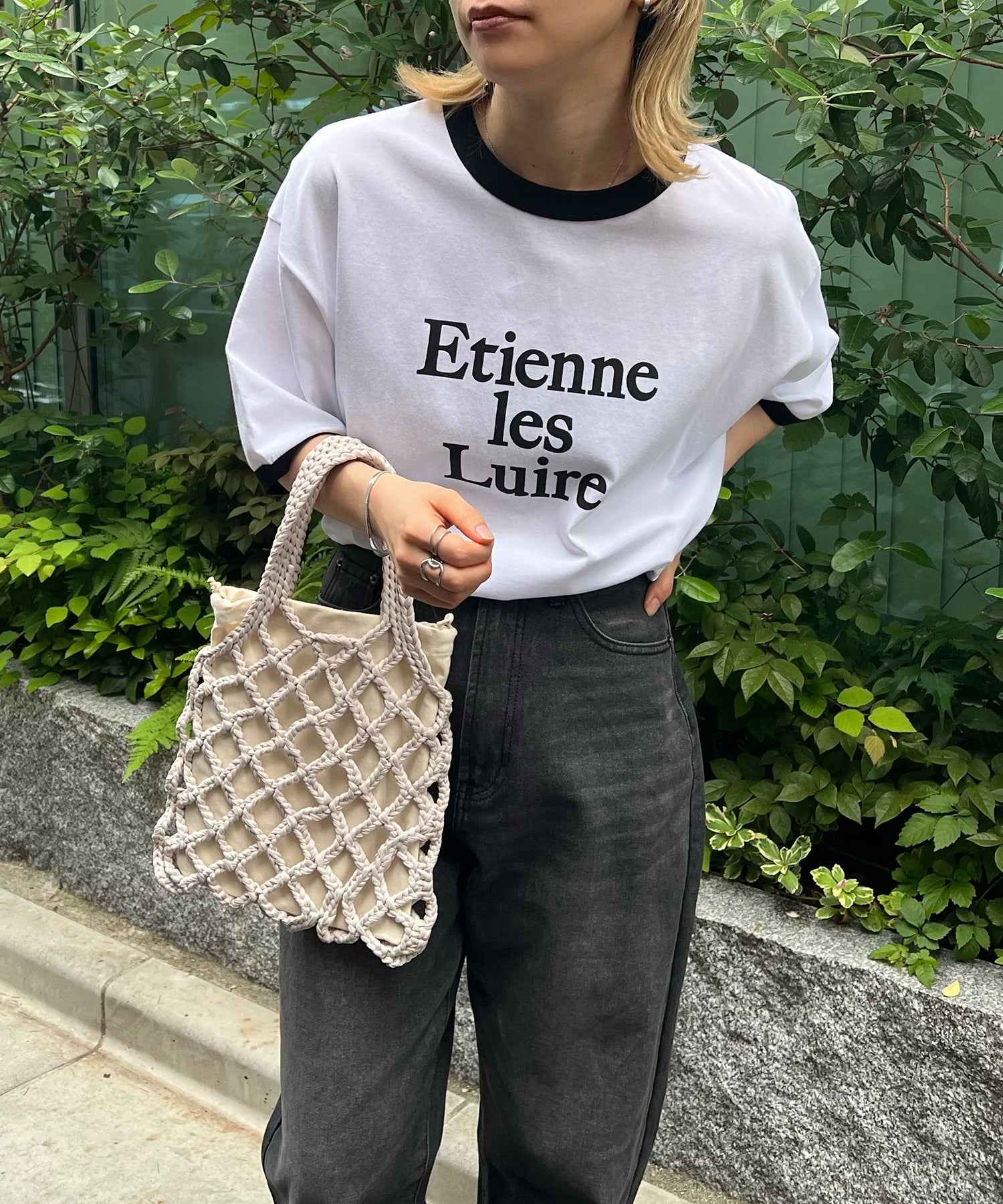 フロントプリント ビッグシルエット半袖リンガーTシャツ 2023SS