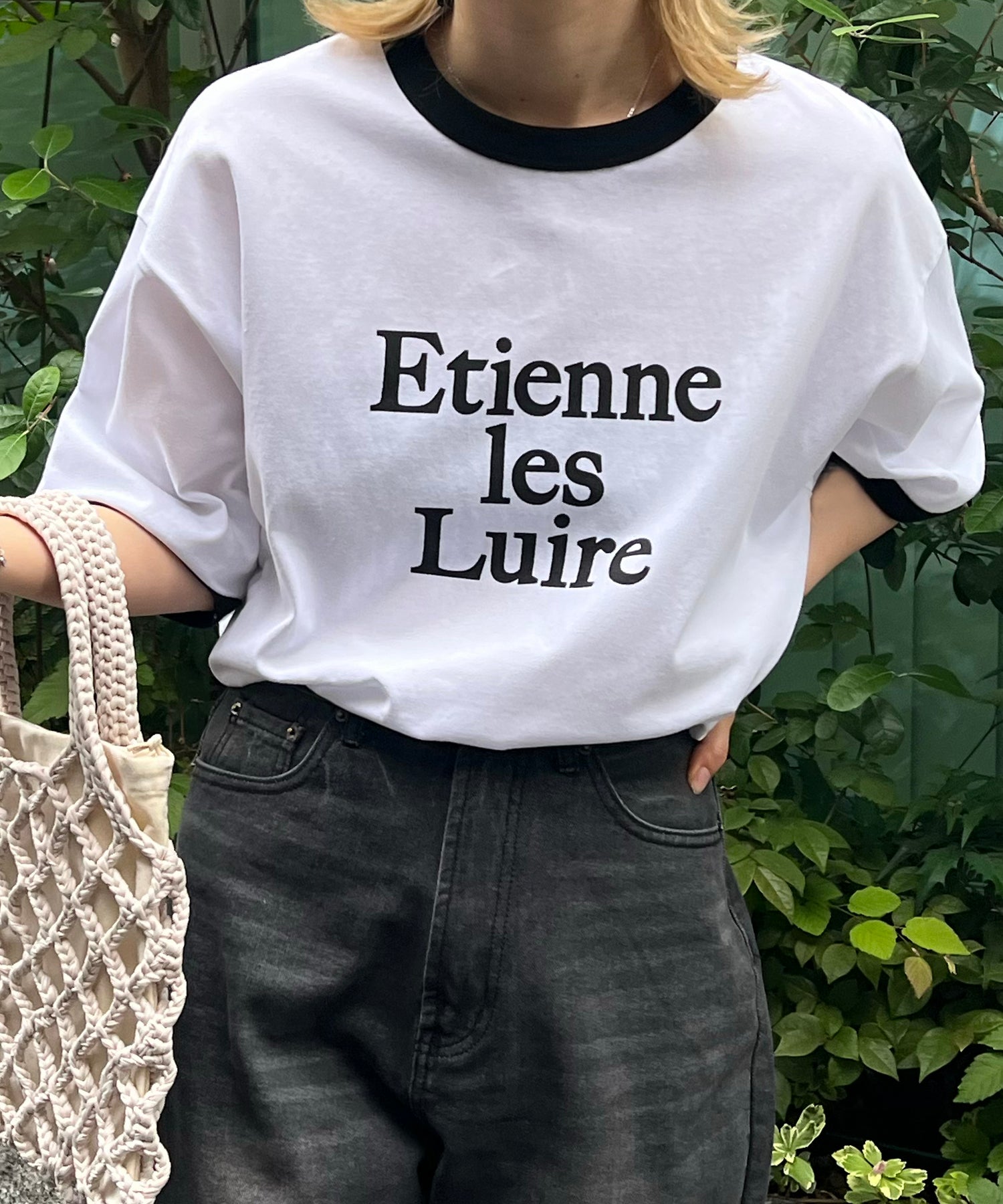 フロントプリント ビッグシルエット半袖リンガーTシャツ 2023SS