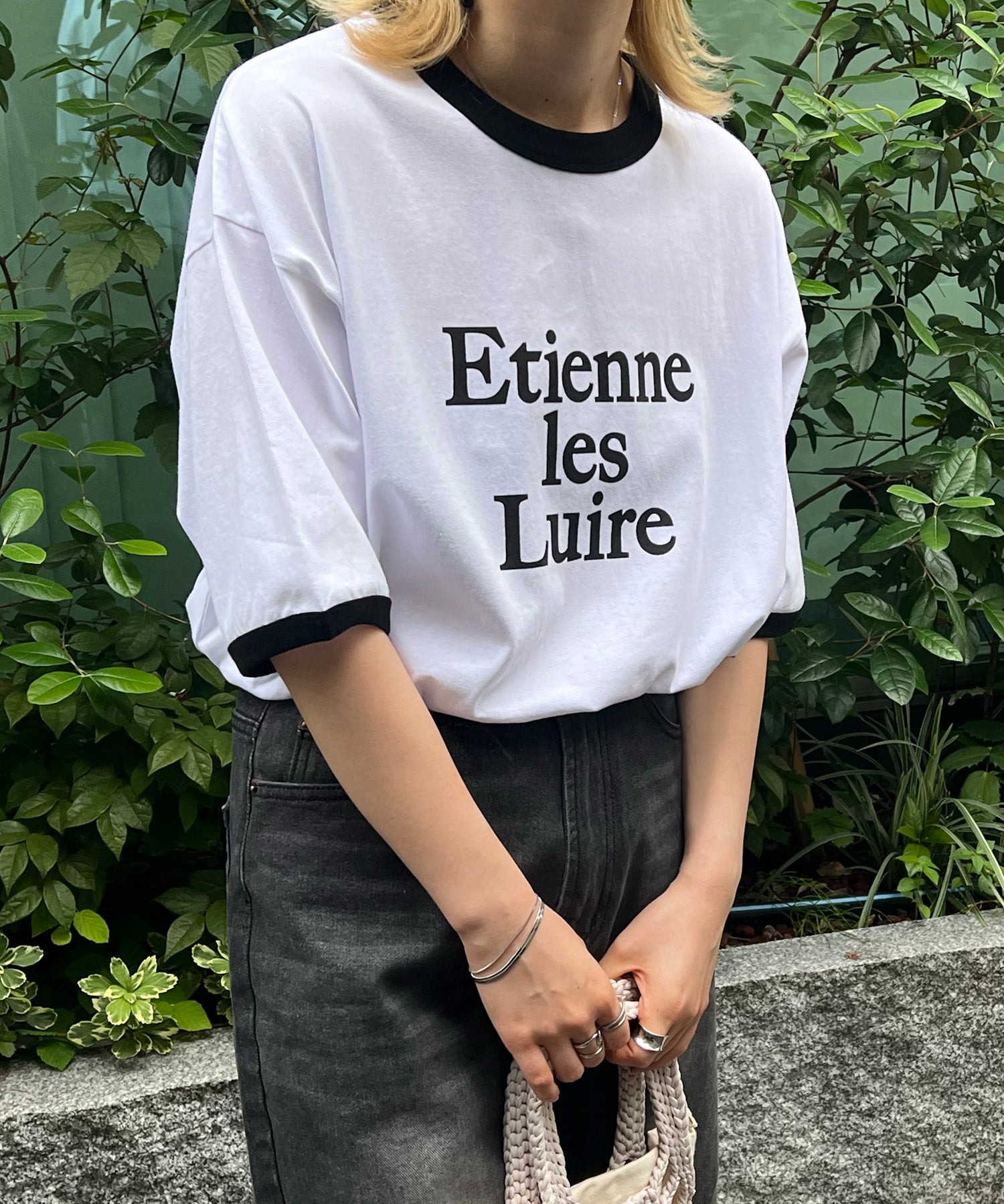 フロントプリント ビッグシルエット半袖リンガーTシャツ 2023SS