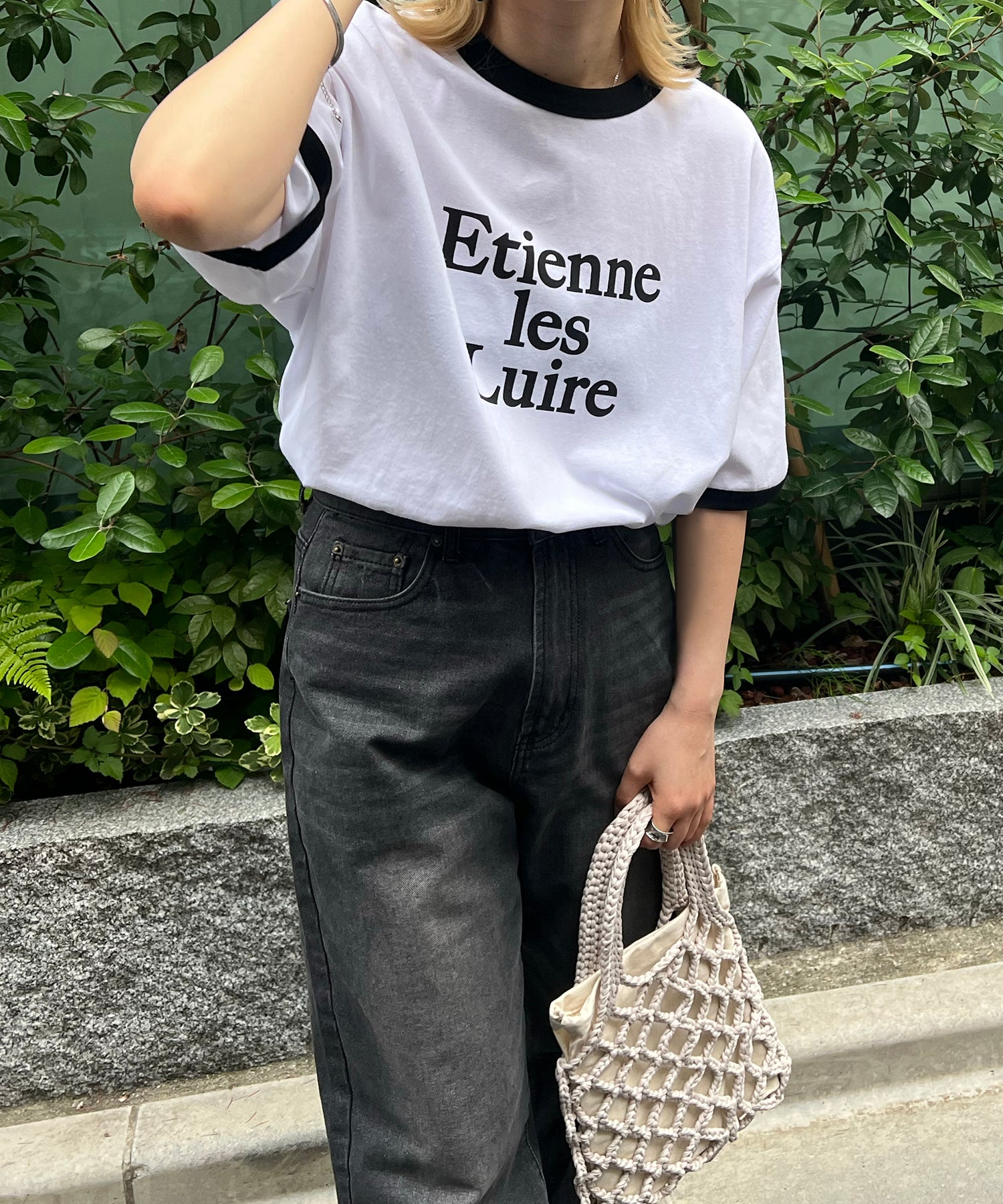 フロントプリント ビッグシルエット半袖リンガーTシャツ 2023SS