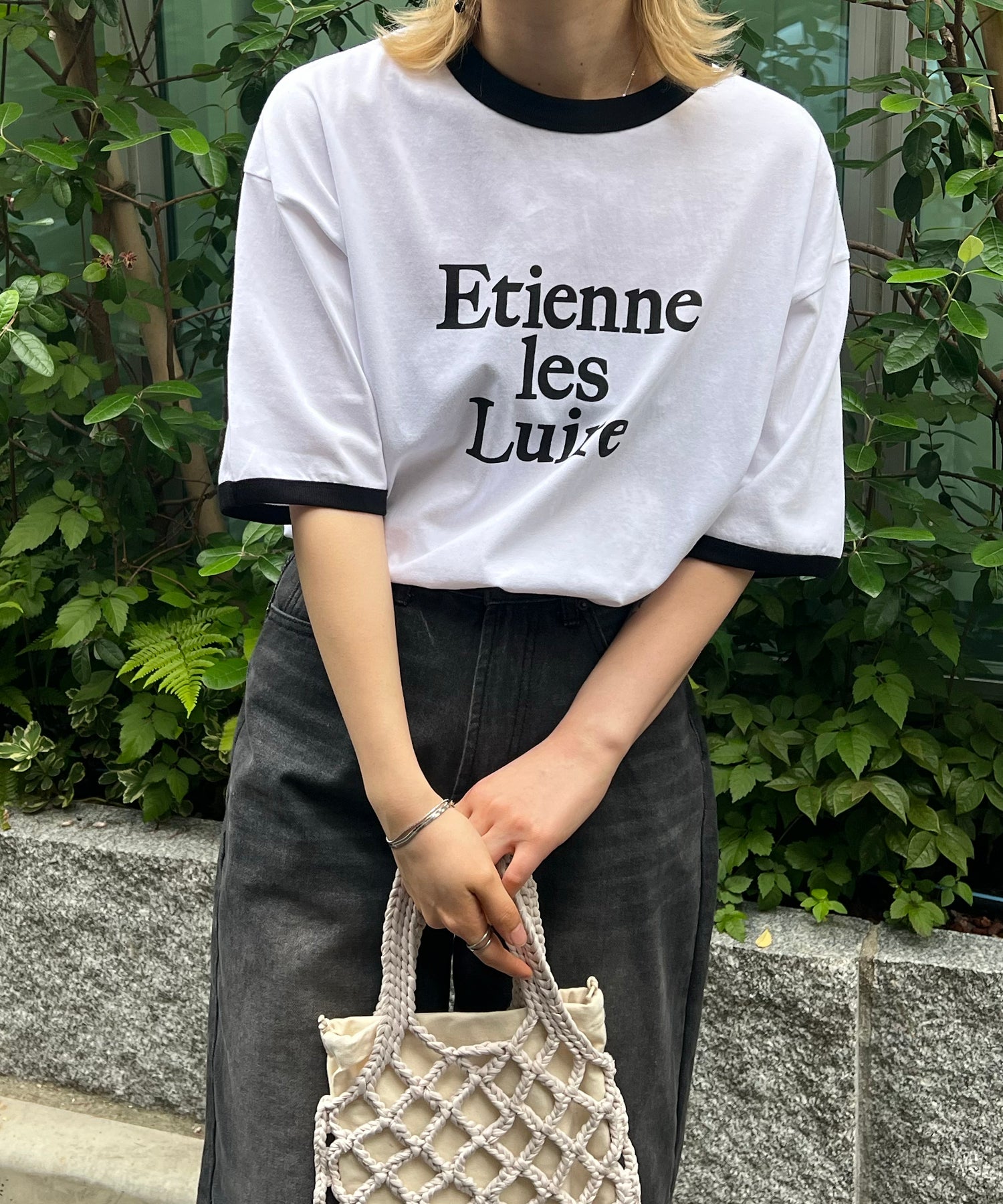 フロントプリント ビッグシルエット半袖リンガーTシャツ 2023SS